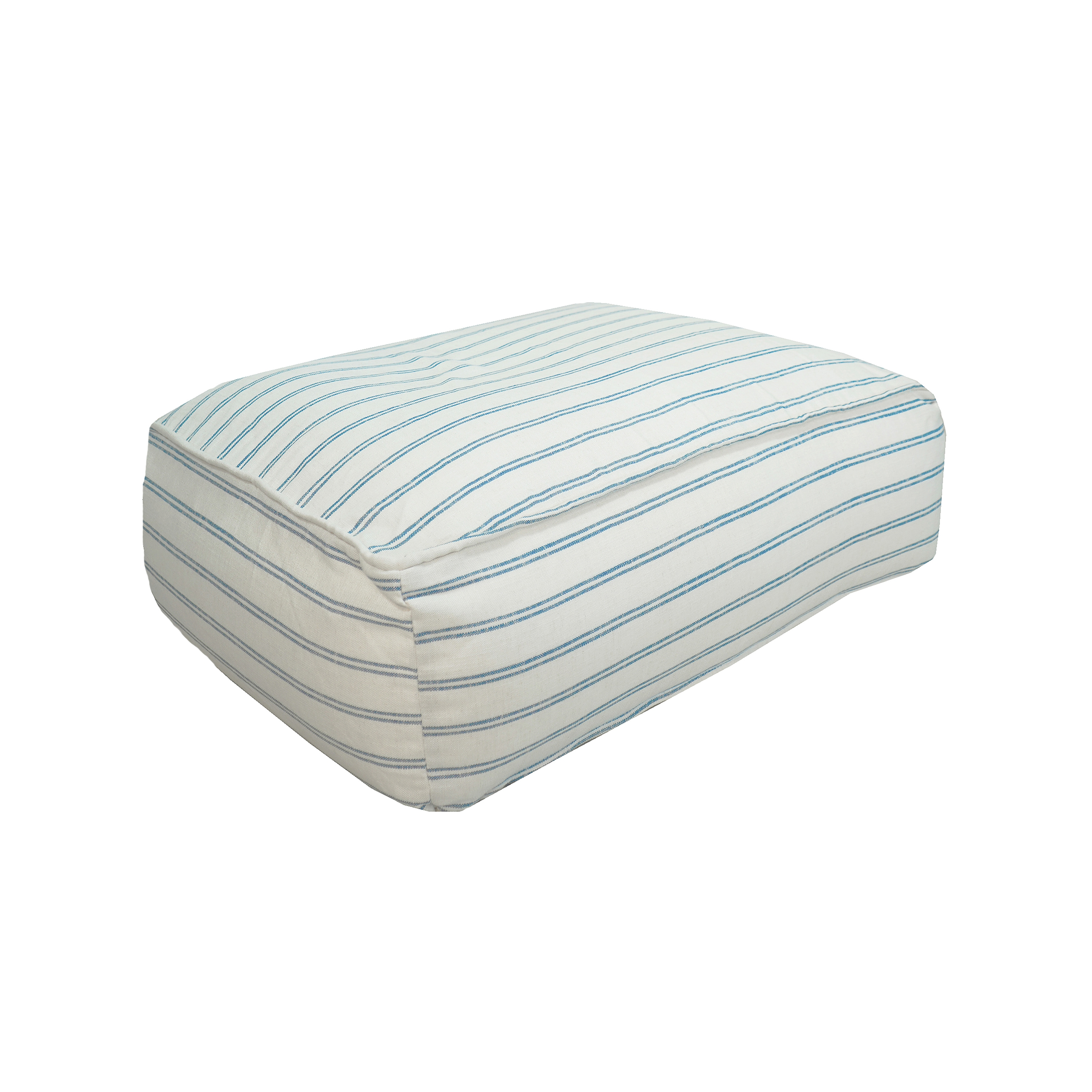 Pouf XL | Coussin de sol déhoussable S - Lin rayé bleu
