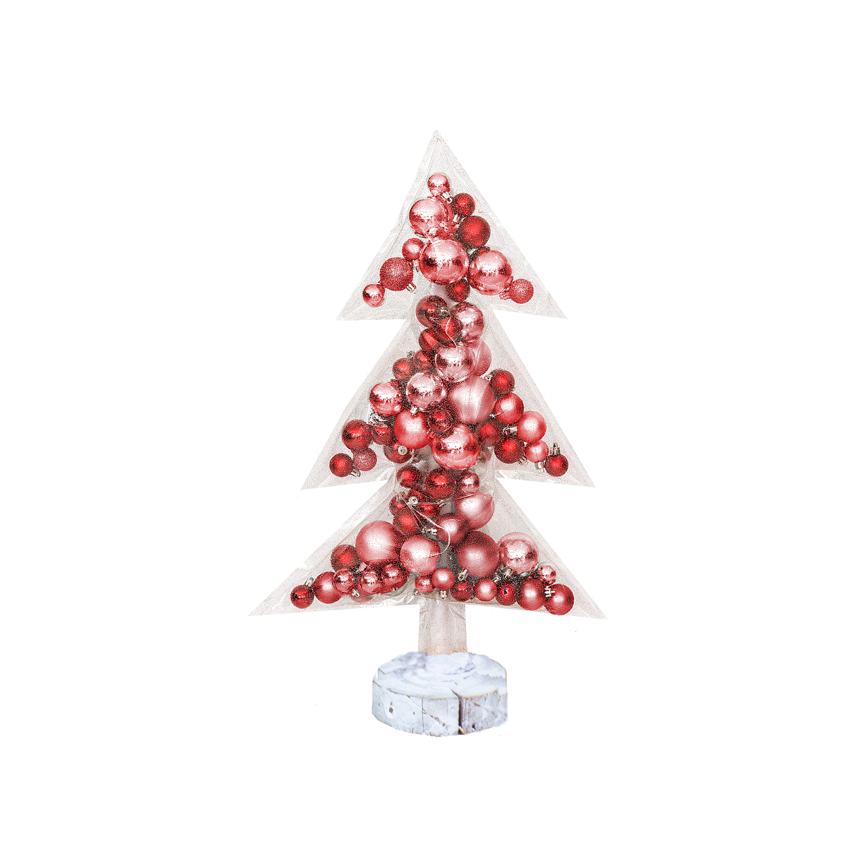 Albero di natale | Albero di Natale trasparente con palline decorative rosse 70 cm