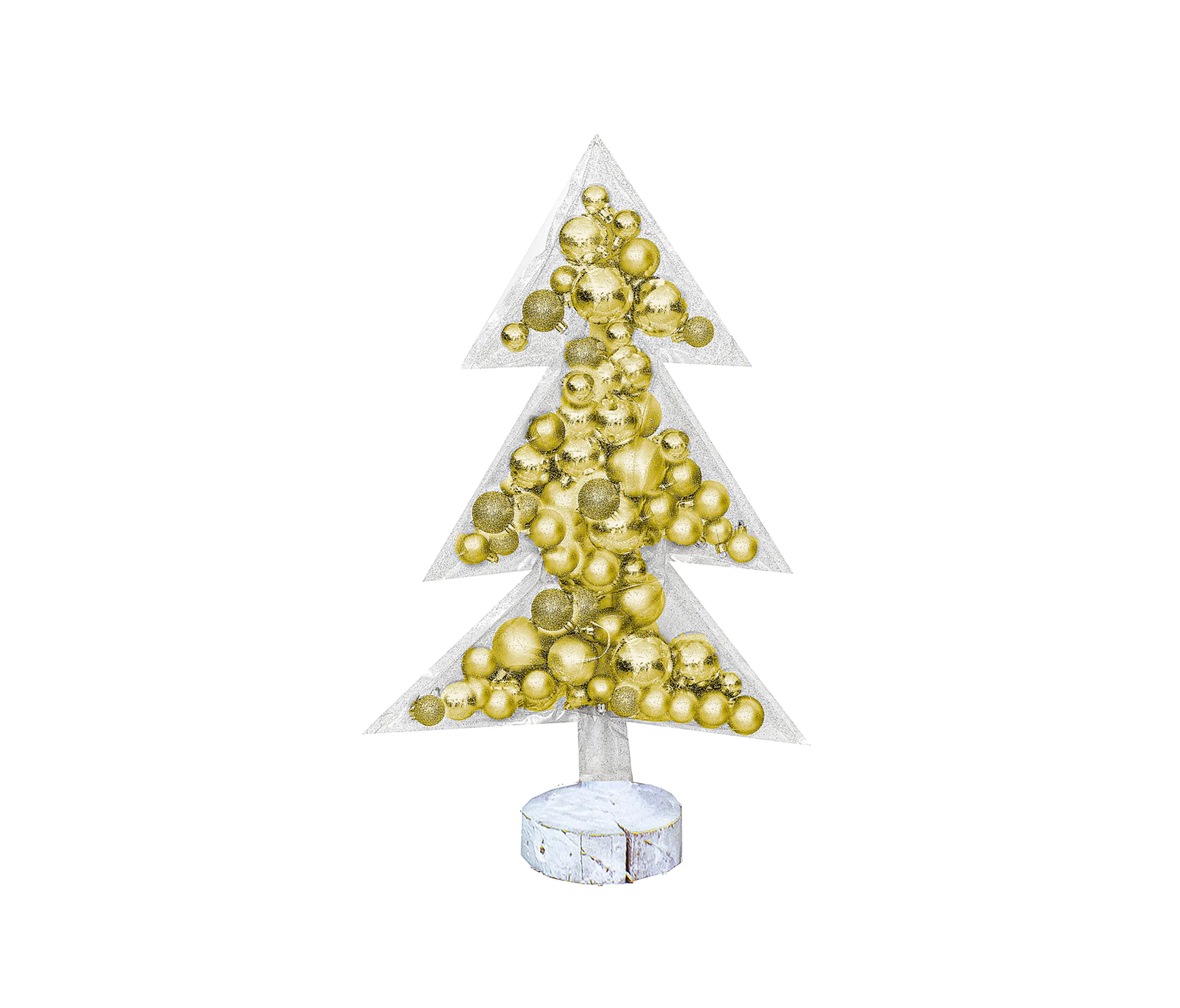 MX HOME - Albero di natale | Albero di Natale trasparente con palline decorative oro 70 cm