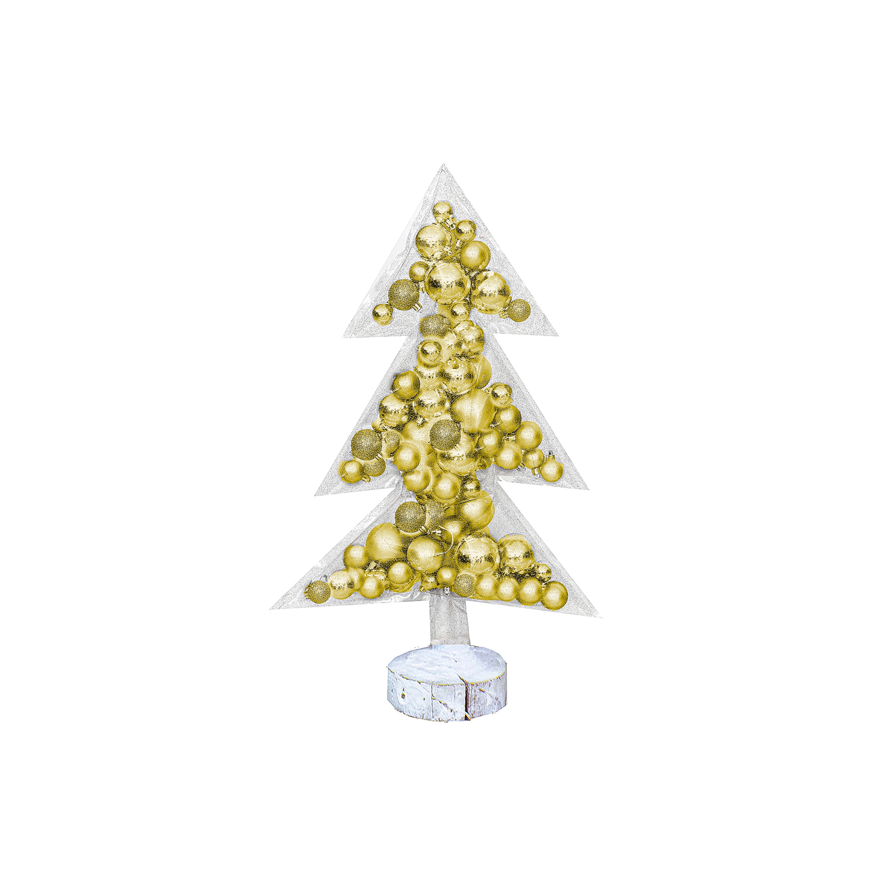 Albero di natale | Albero di Natale trasparente con palline decorative oro 70 cm