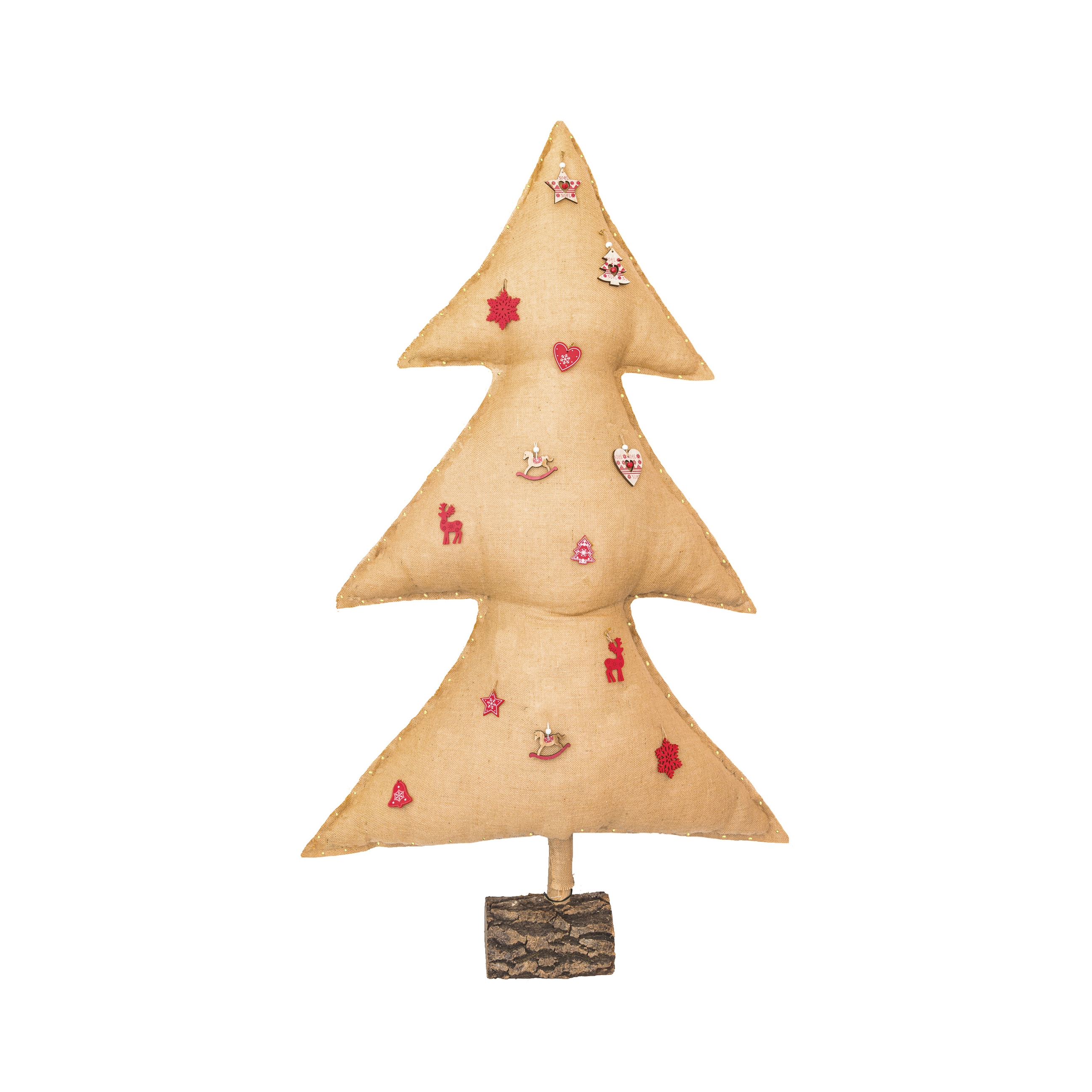 Christmas Tree | Luminous burlap Christmas tree with wooden subjects 150cm