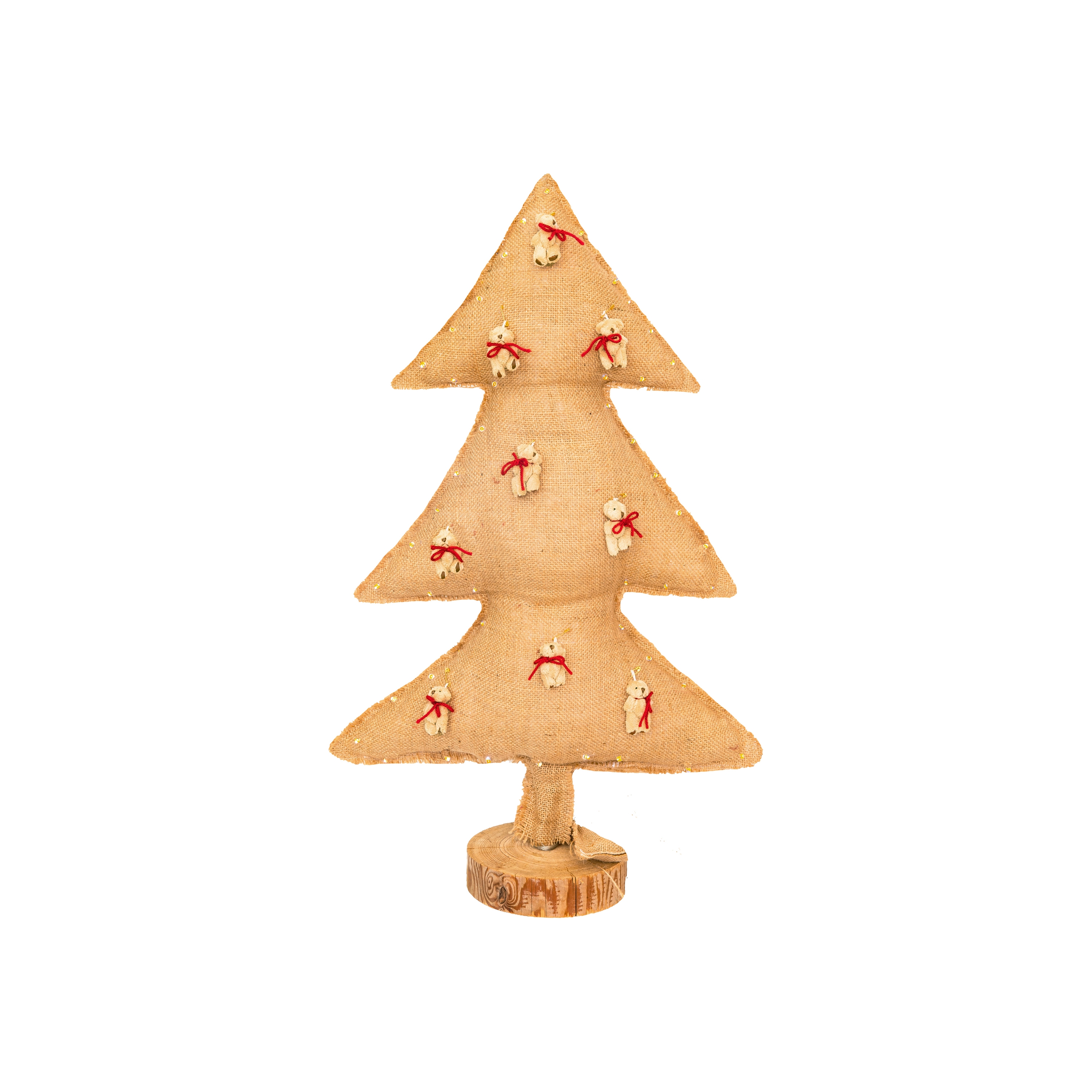 Christmas Tree | Luminous burlap Christmas tree with bear 70cm