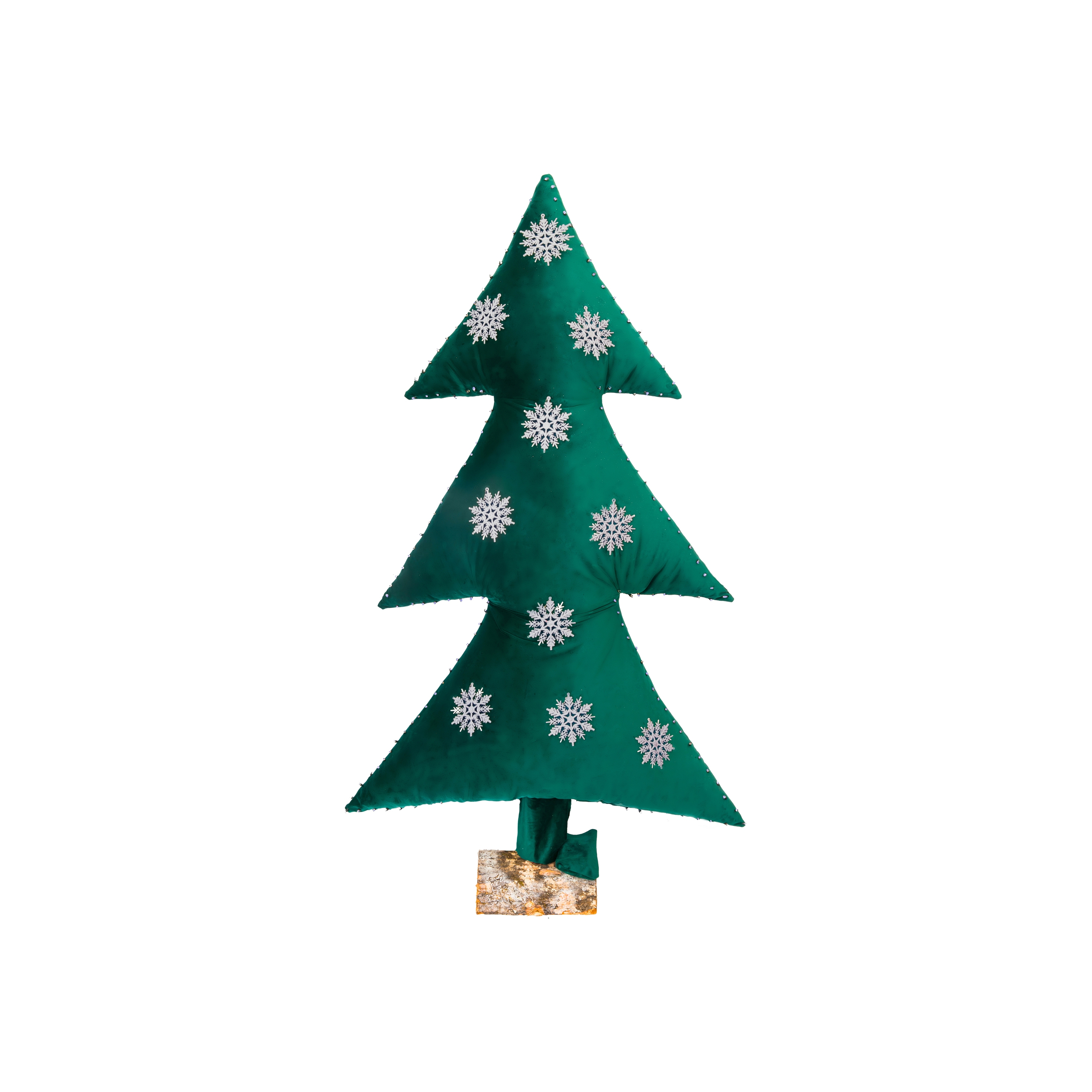Christmas Tree | Luminous Christmas tree in green velvet with silver snowflakes 150cm