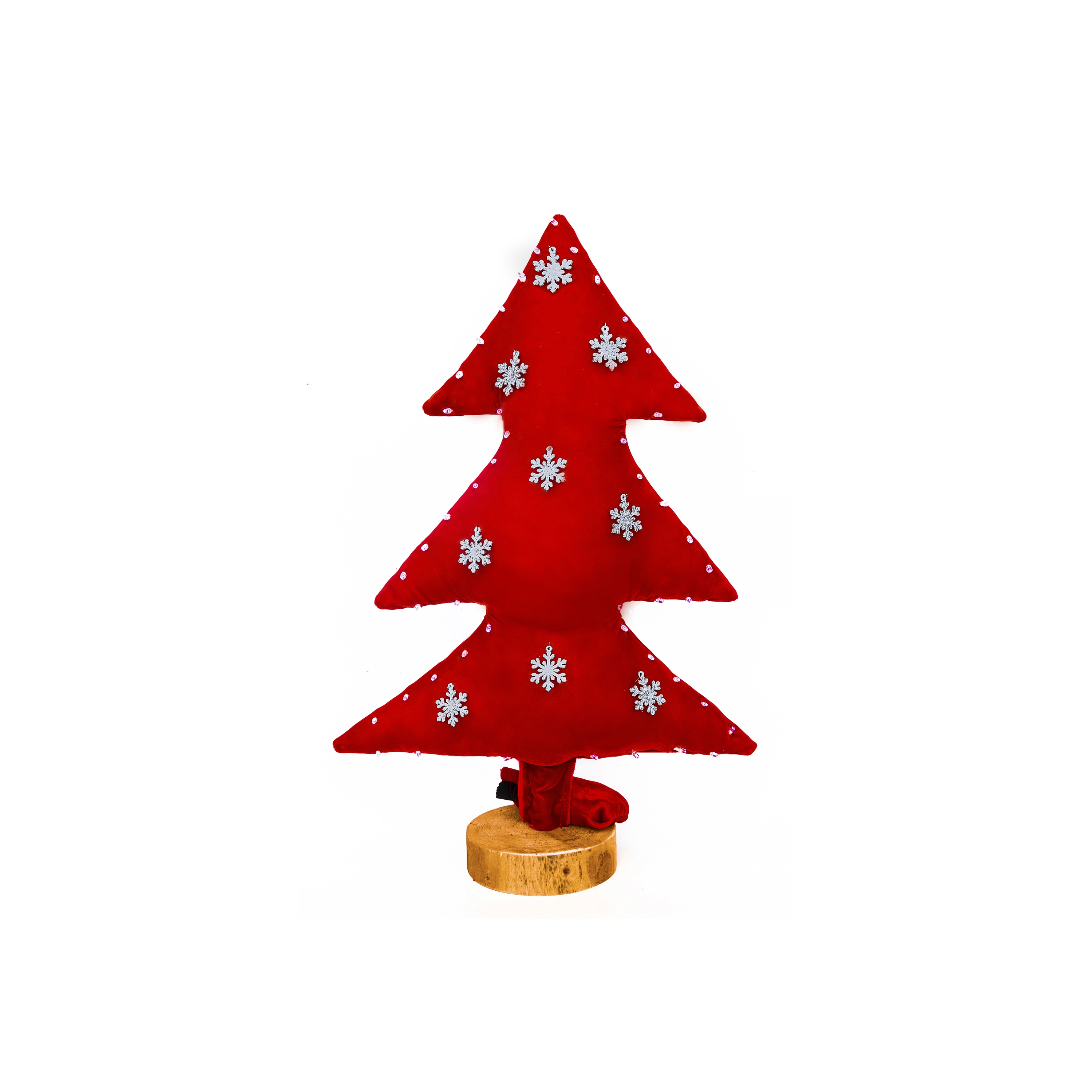 Christmas Tree | Luminous Christmas tree in red velvet with silver snowflakes 70cm