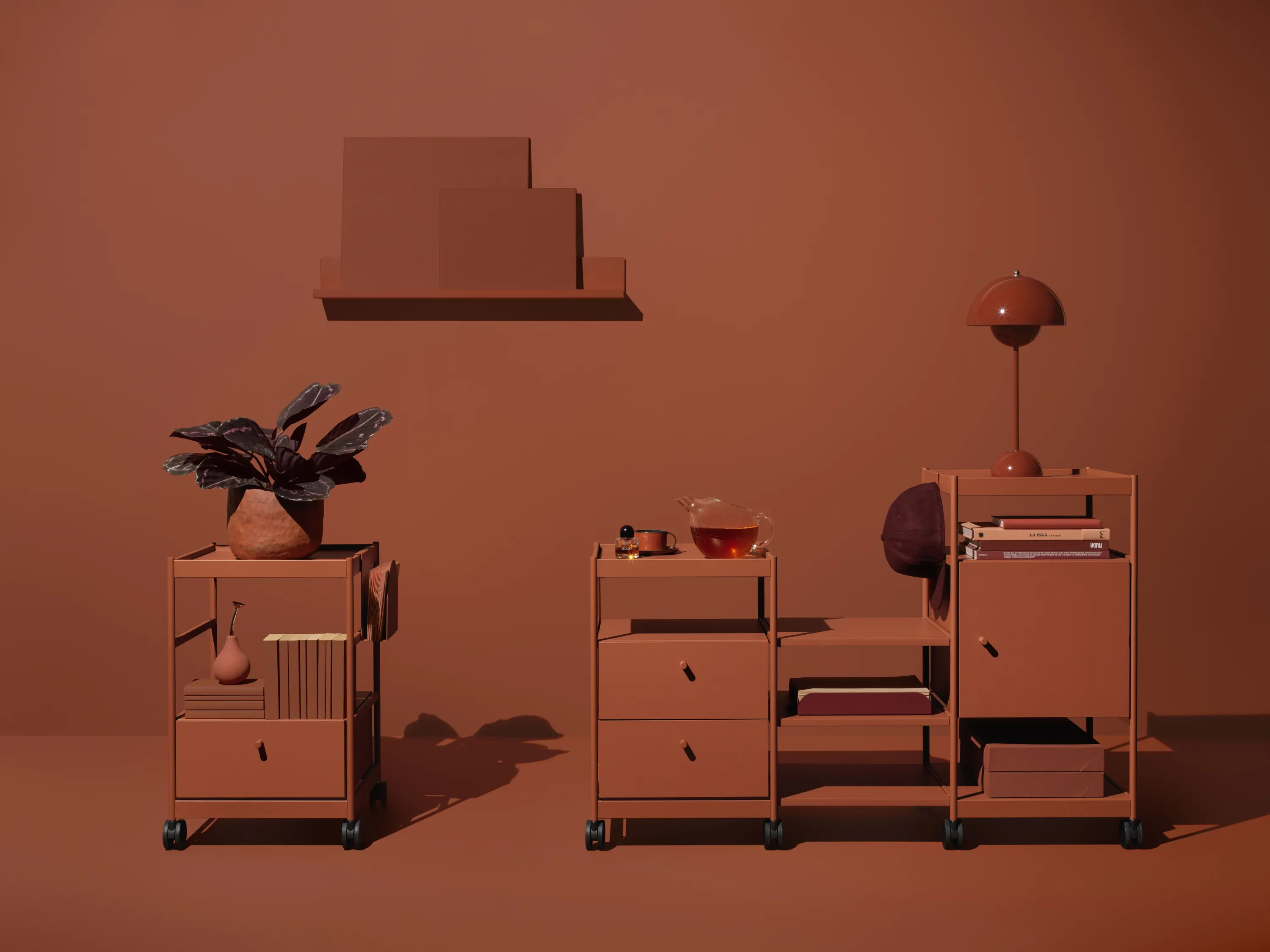 MIZETTO - Beside Mid Frame, 1 Pc Drawer, 2 Pcs Shelves Anthracite/Oak