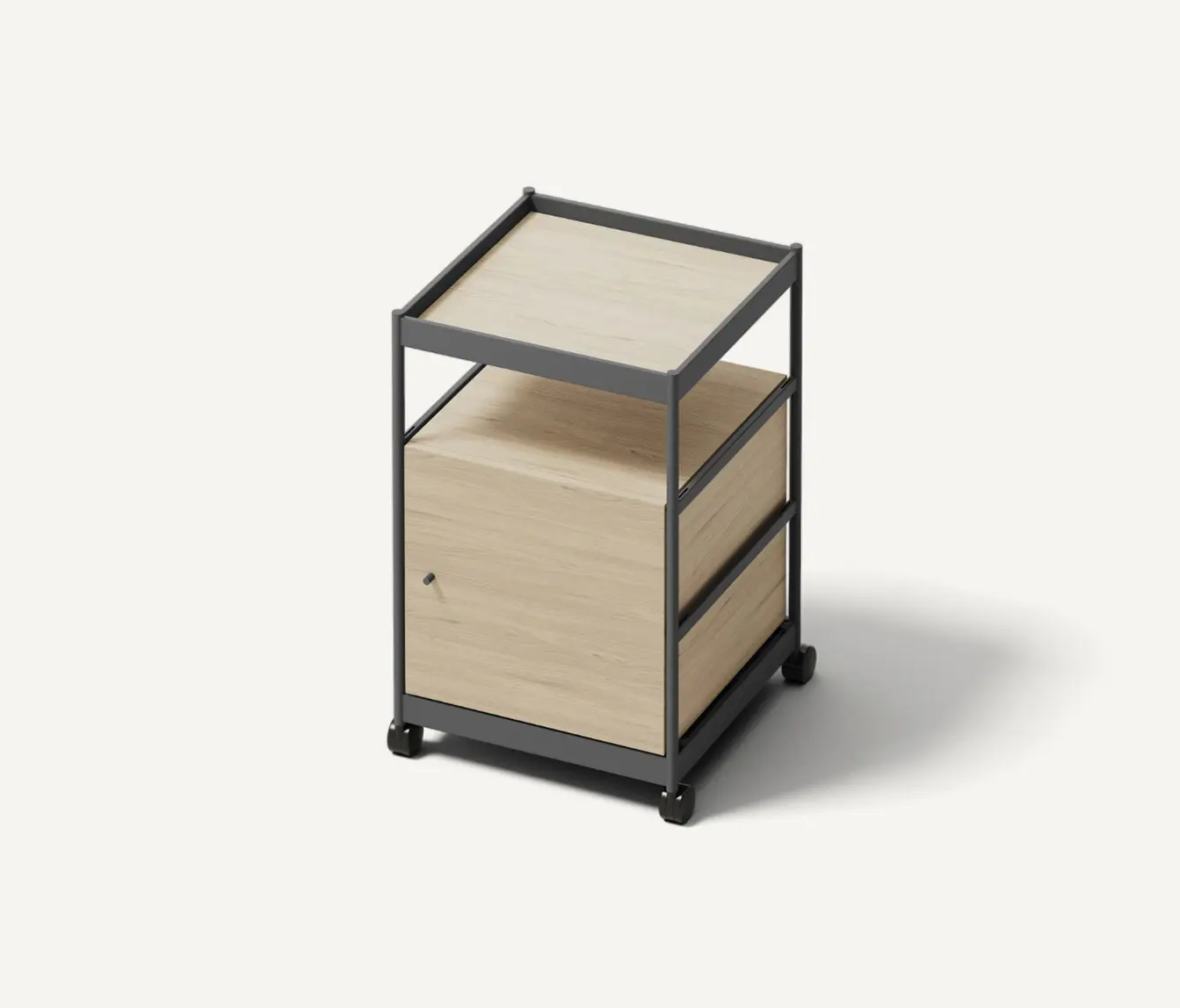 MIZETTO - Beside Mid Frame, 1 Pc Cabinet, 1 Pc Shelf Anthracite/Oak