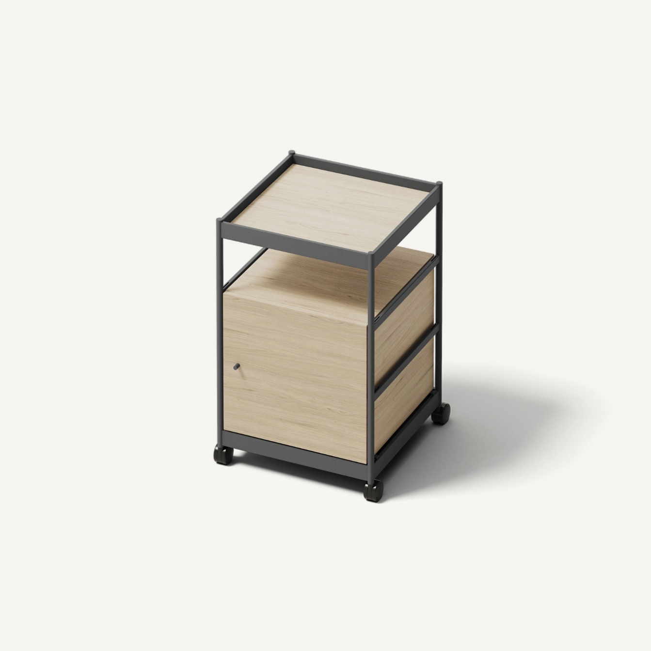 Vertoon produk Beside Mid Frame, 1 Pc Cabinet, 1 Pc Shelf Anthracite/Oak van vervaardiger MIZETTO