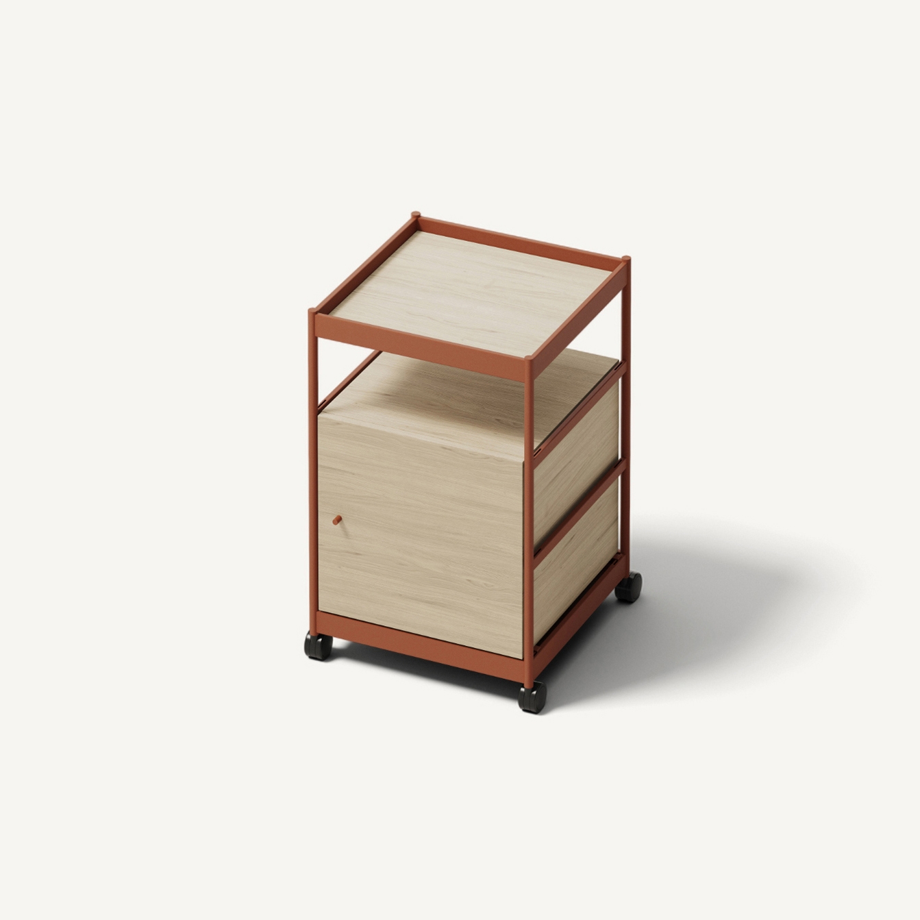 Beside Mid Frame, 1 Pc Cabinet, 1 Pc Shelf Copper Brown/Oak