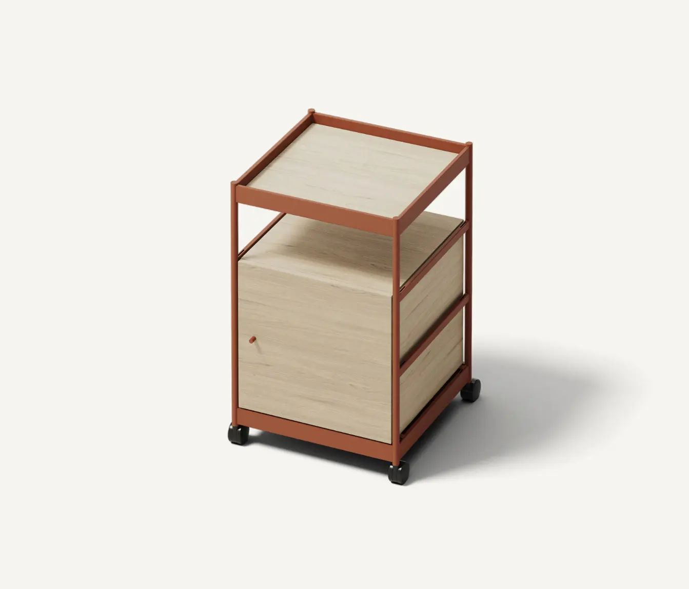 MIZETTO - Beside Mid Frame, 1 Pc Cabinet, 1 Pc Shelf Copper Brown/Oak