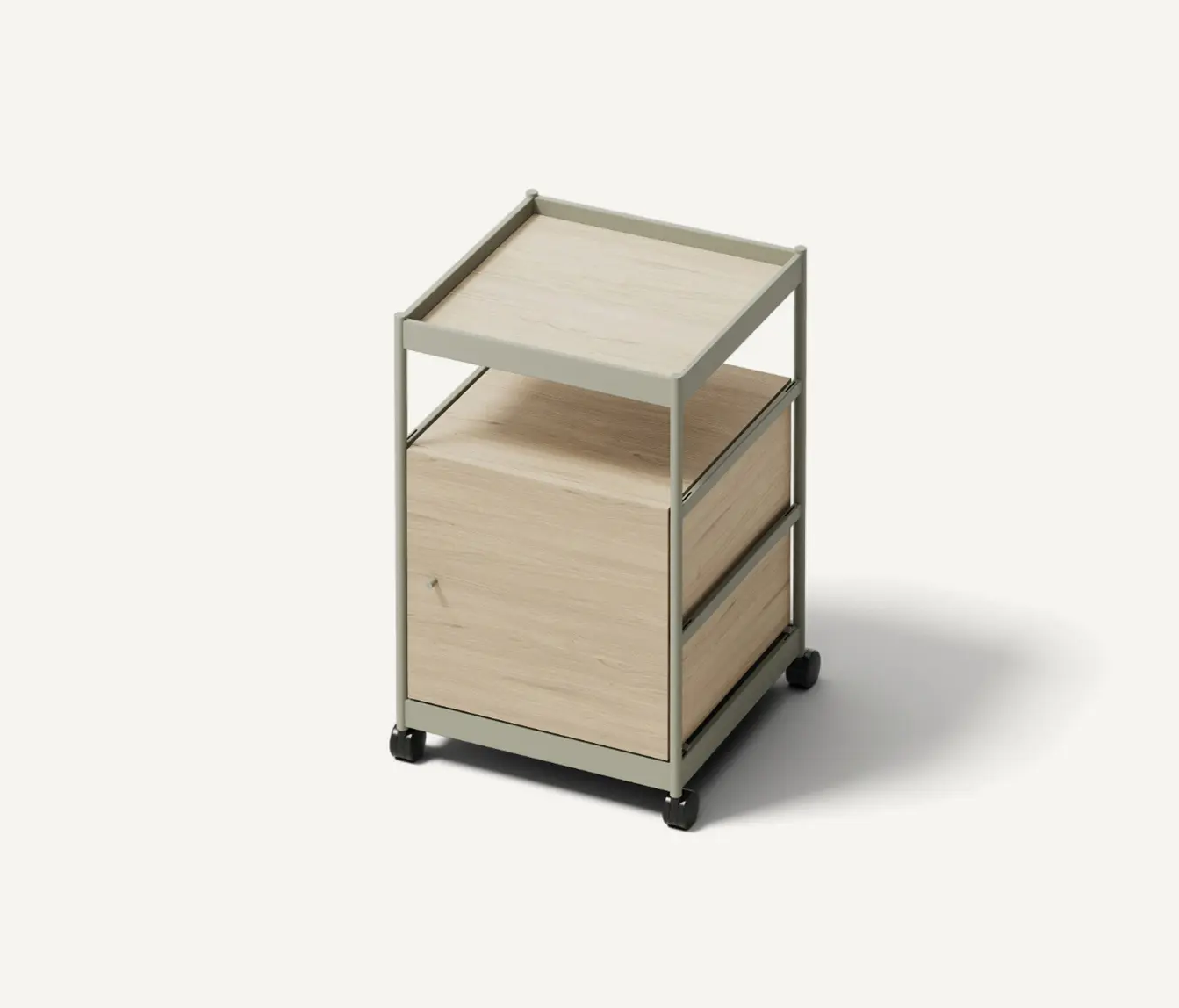 MIZETTO - Beside Mid Frame, 1 Pc Cabinet, 1 Pc Shelf Forest Green/Oak