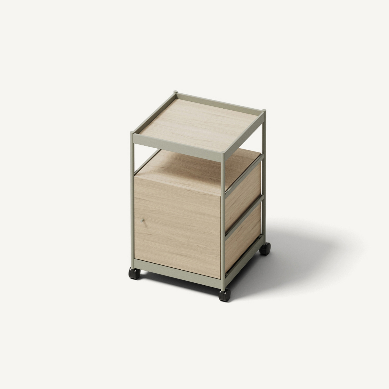 Beside Mid Frame, 1 Pc Cabinet, 1 Pc Shelf Forest Green/Oak