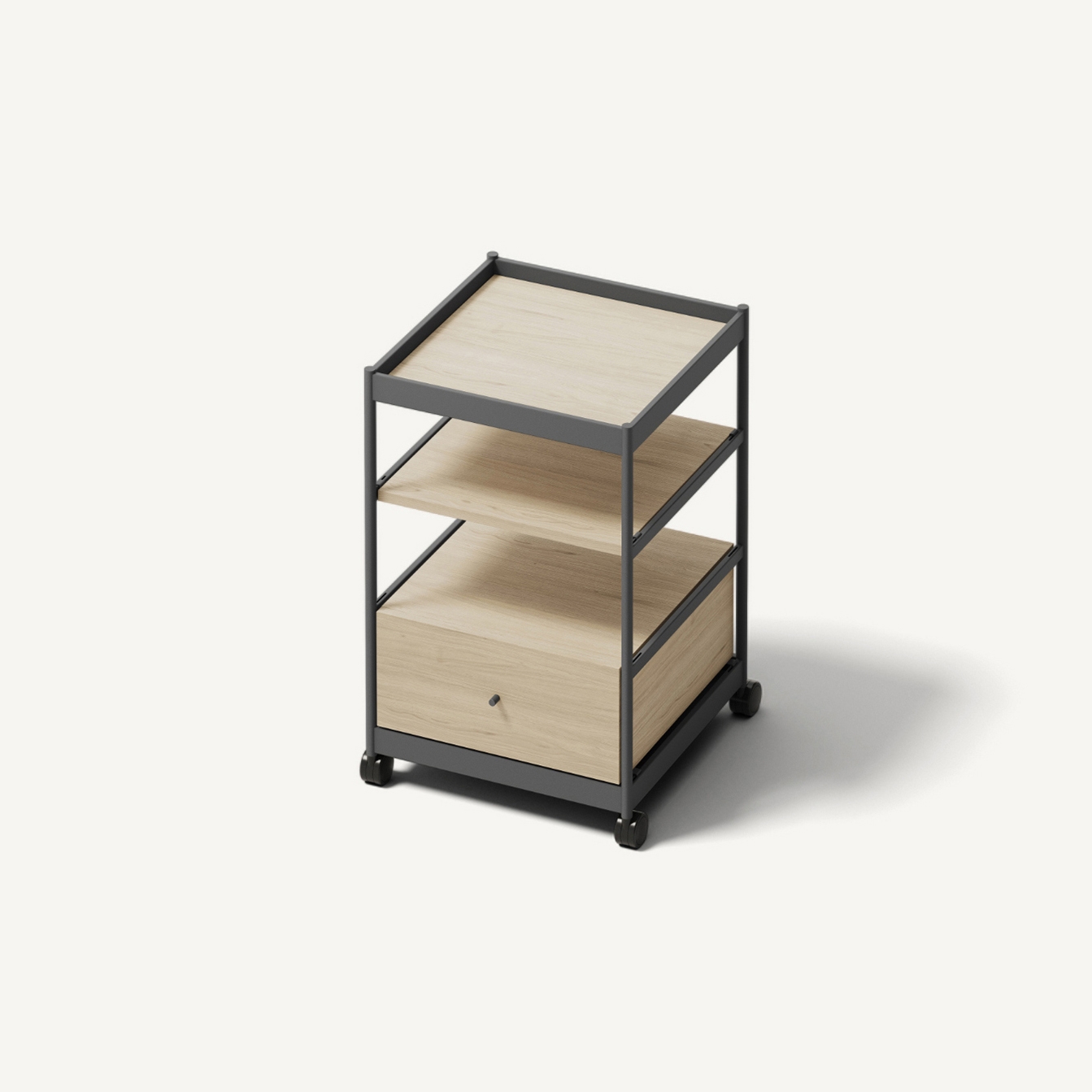 Beside Mid Frame, 1 Pc Drawer, 2 Pcs Shelves Anthracite/Oak