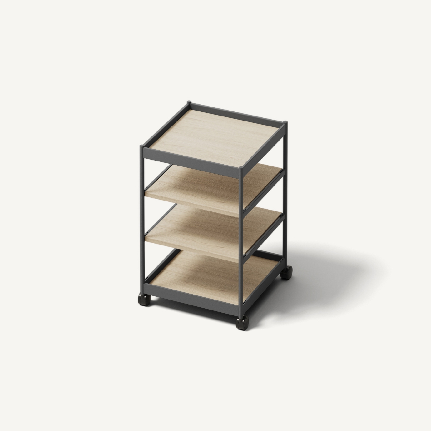 Beside Mid Frame, 4 Pcs Shelves Anthracite/Oak