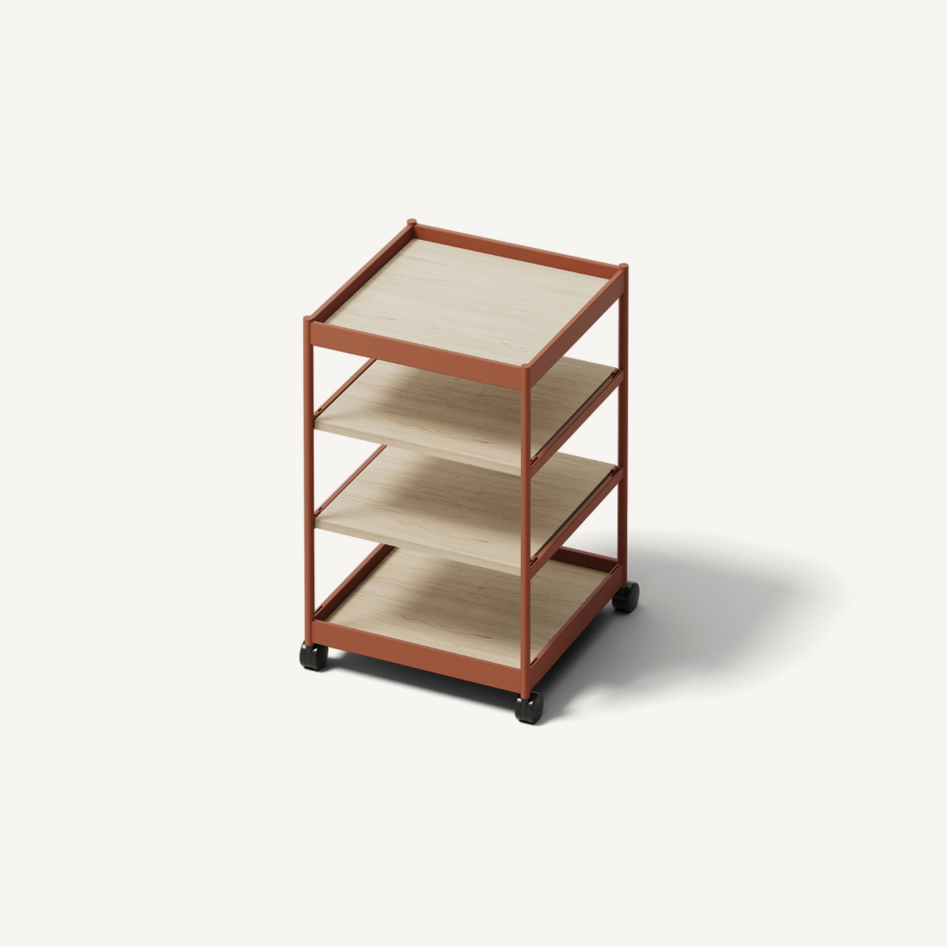 Beside Mid Frame, 4 Pcs Shelves Copper Brown/Oak