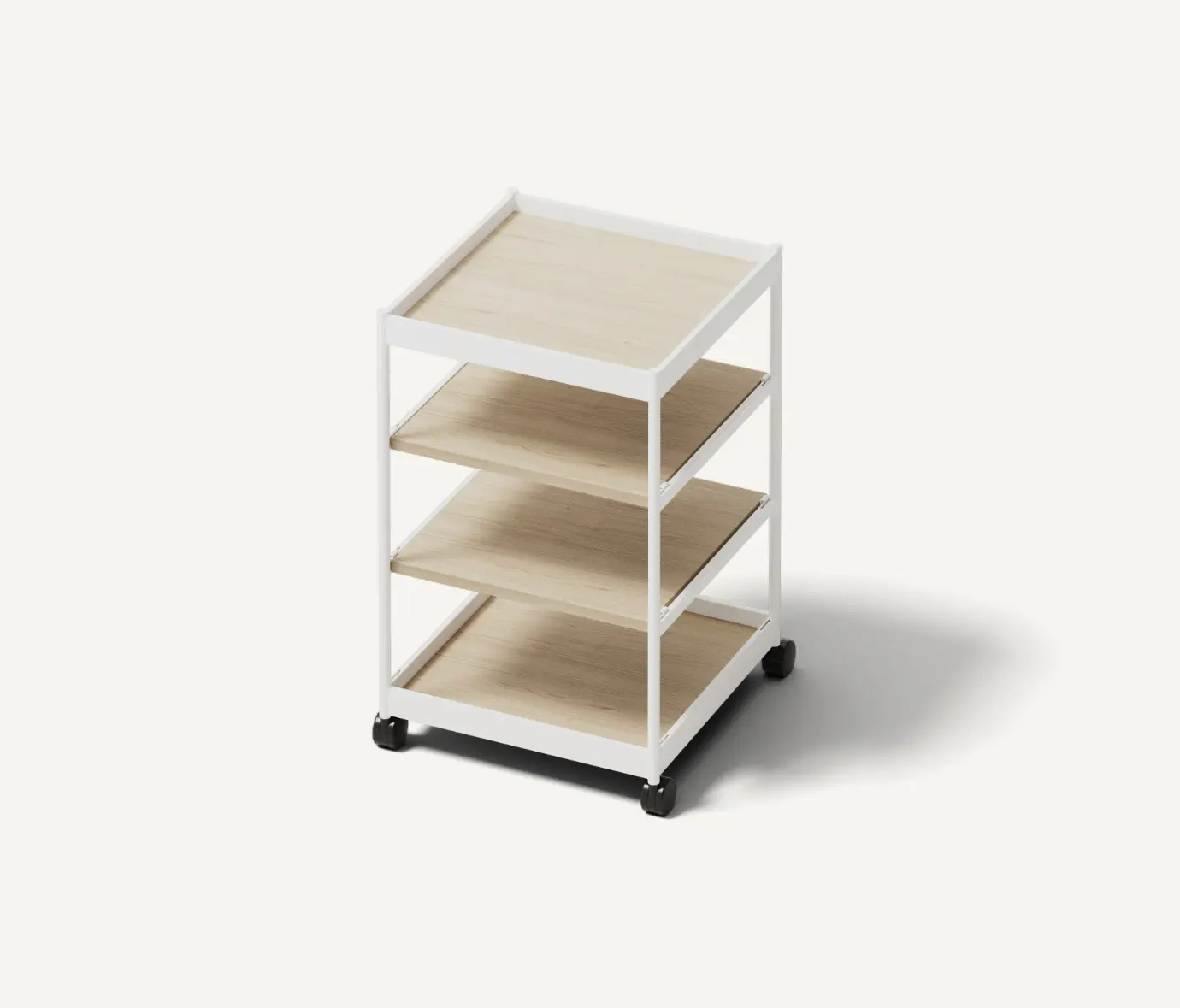 MIZETTO - Beside Mid Frame, 4 Pcs Shelves Signal White/Oak