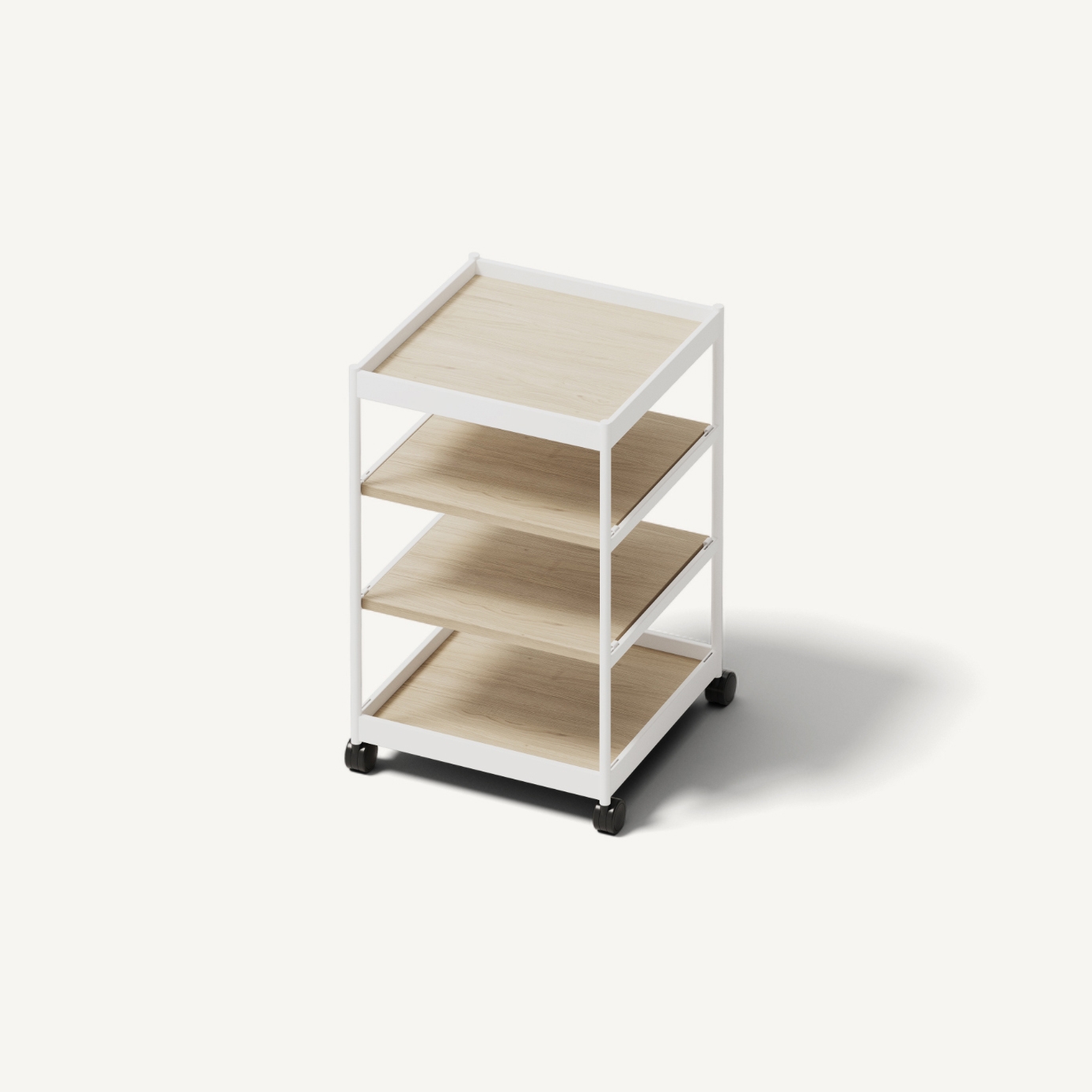 Vertoon produk Beside Mid Frame, 4 Pcs Shelves Signal White/Oak van vervaardiger MIZETTO