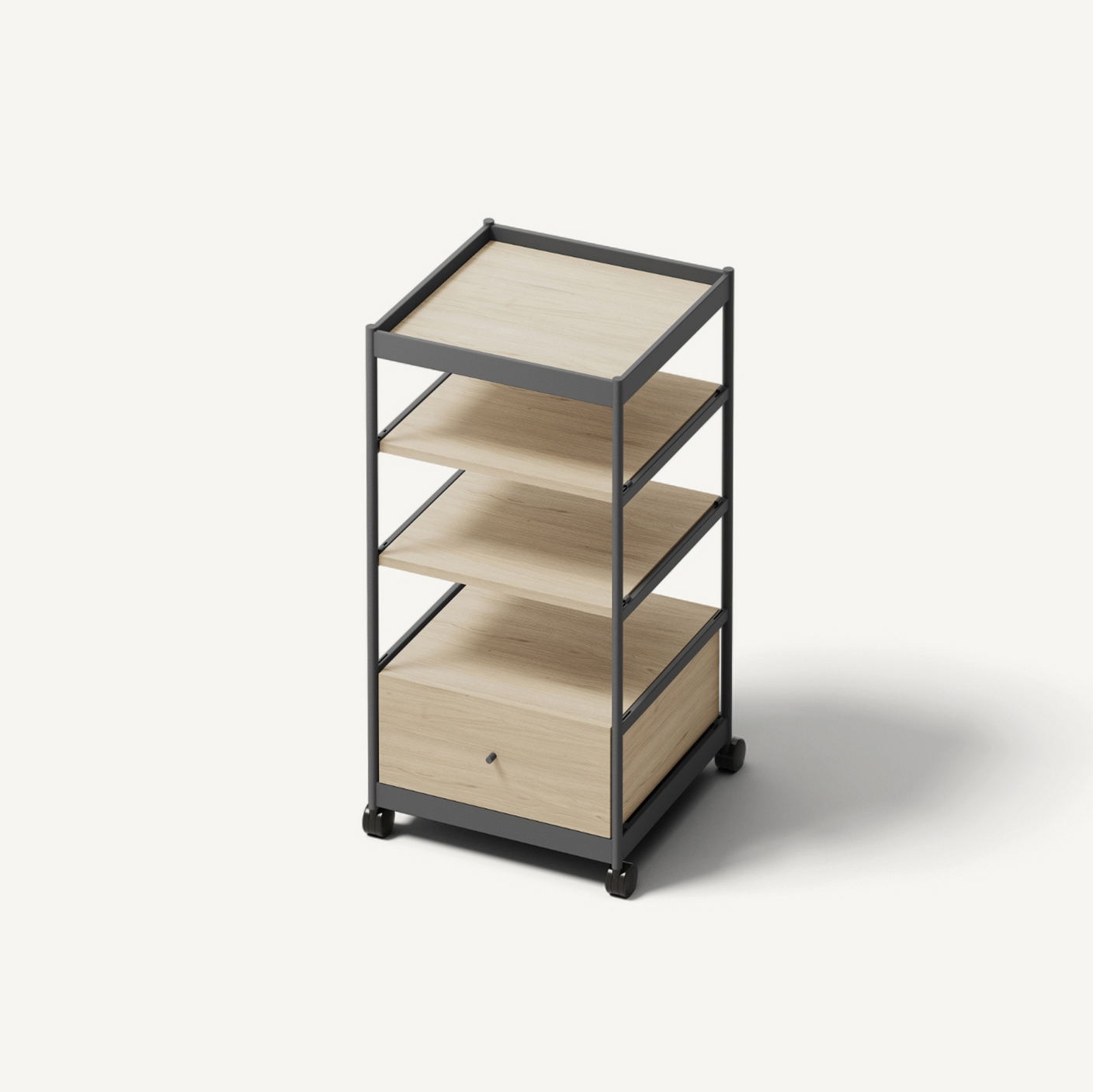 Vertoon produk Beside Tall Frame, 1 Pc Drawer, 3 Pcs Shelves Anthracite/Oak van vervaardiger MIZETTO