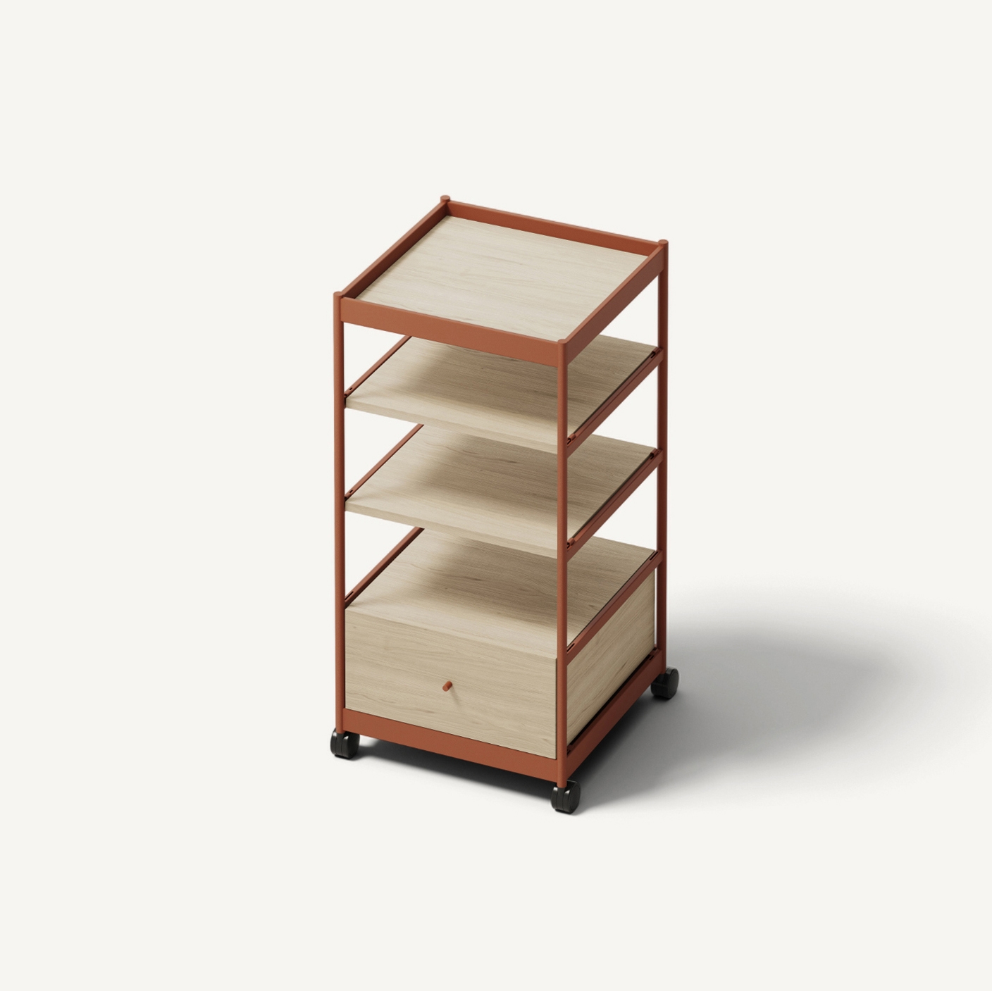 Beside Tall Frame, 1 Pc Drawer, 3 Pcs Shelves Copper Brown/Oak