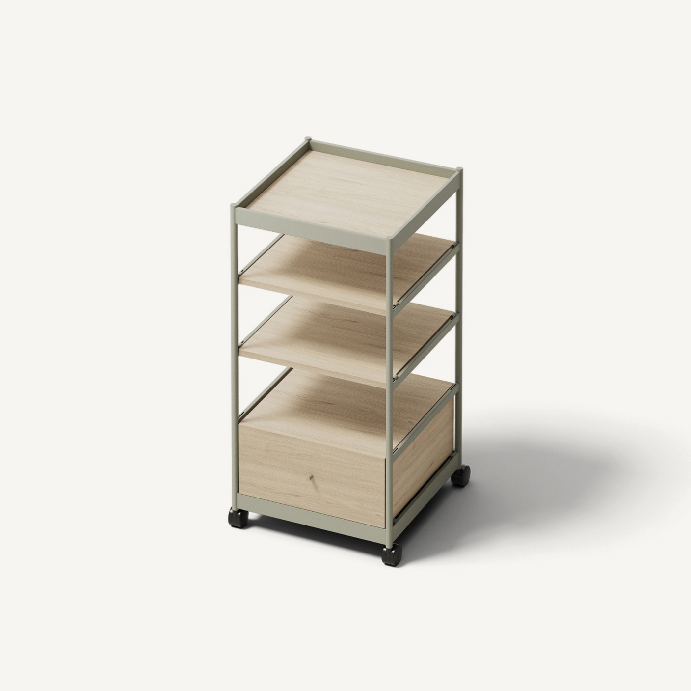 Beside Tall Frame, 1 Pc Drawer, 3 Pcs Shelves Forest Green/Oak