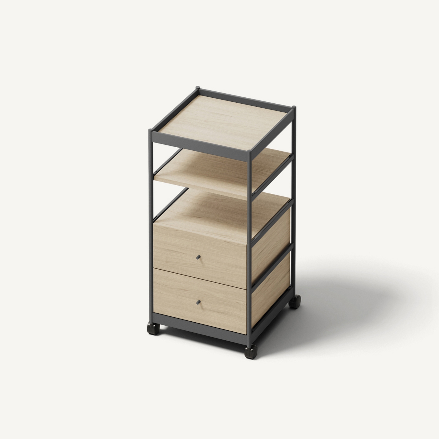 Beside Tall Frame, 2 Pcs Drawers, 2 Pcs Shelves Anthracite/Oak