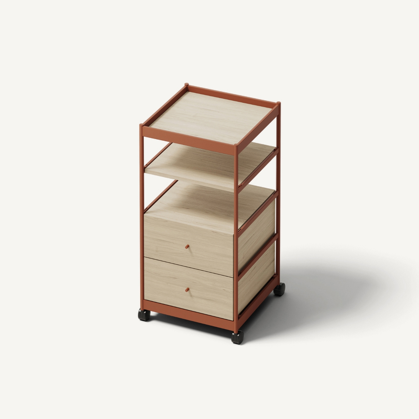 Vertoon produk Beside Tall Frame, 2 Pcs Drawers, 2 Pcs Shelves Copper Brown/Oak van vervaardiger MIZETTO