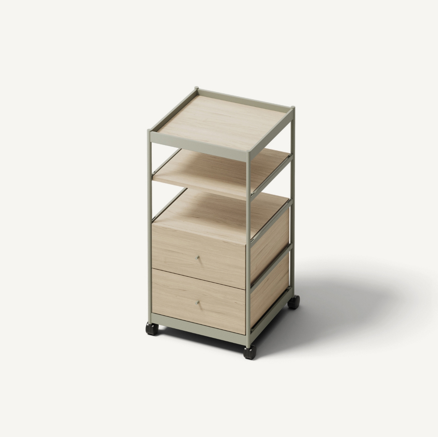 Beside Tall Frame, 2 Pcs Drawers, 2 Pcs Shelves Forest Green/Oak