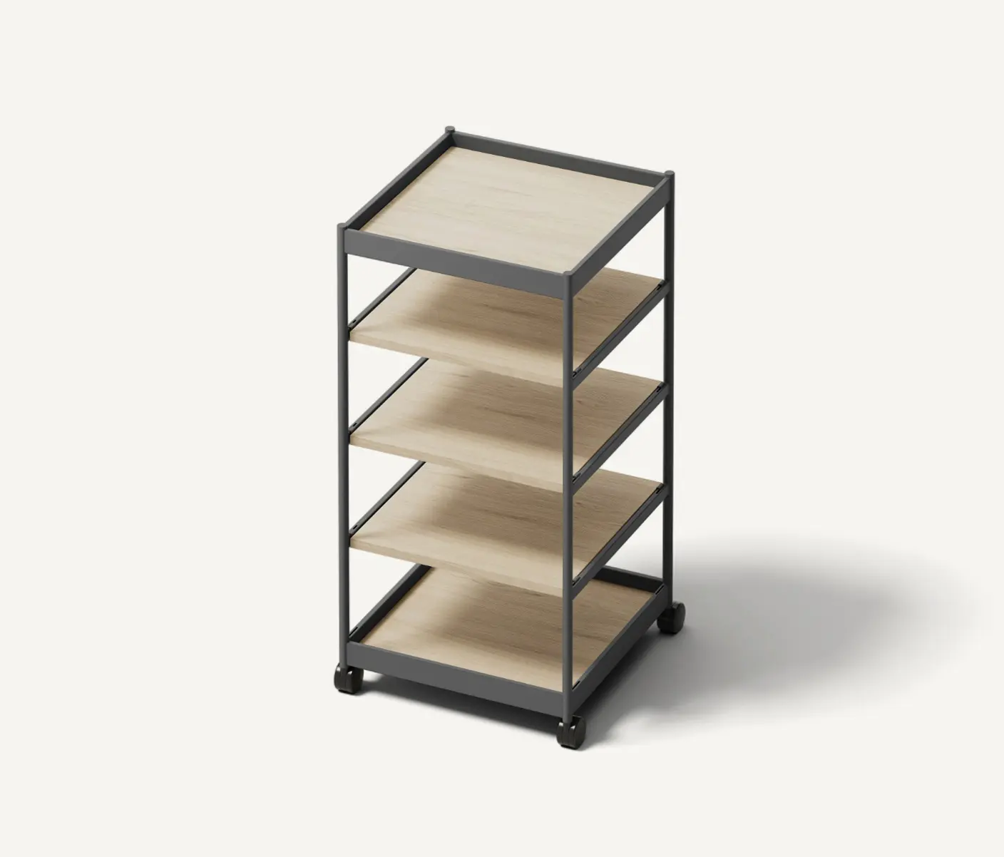MIZETTO - Beside Tall Frame, 5 Pcs Shelves Anthracite/Oak