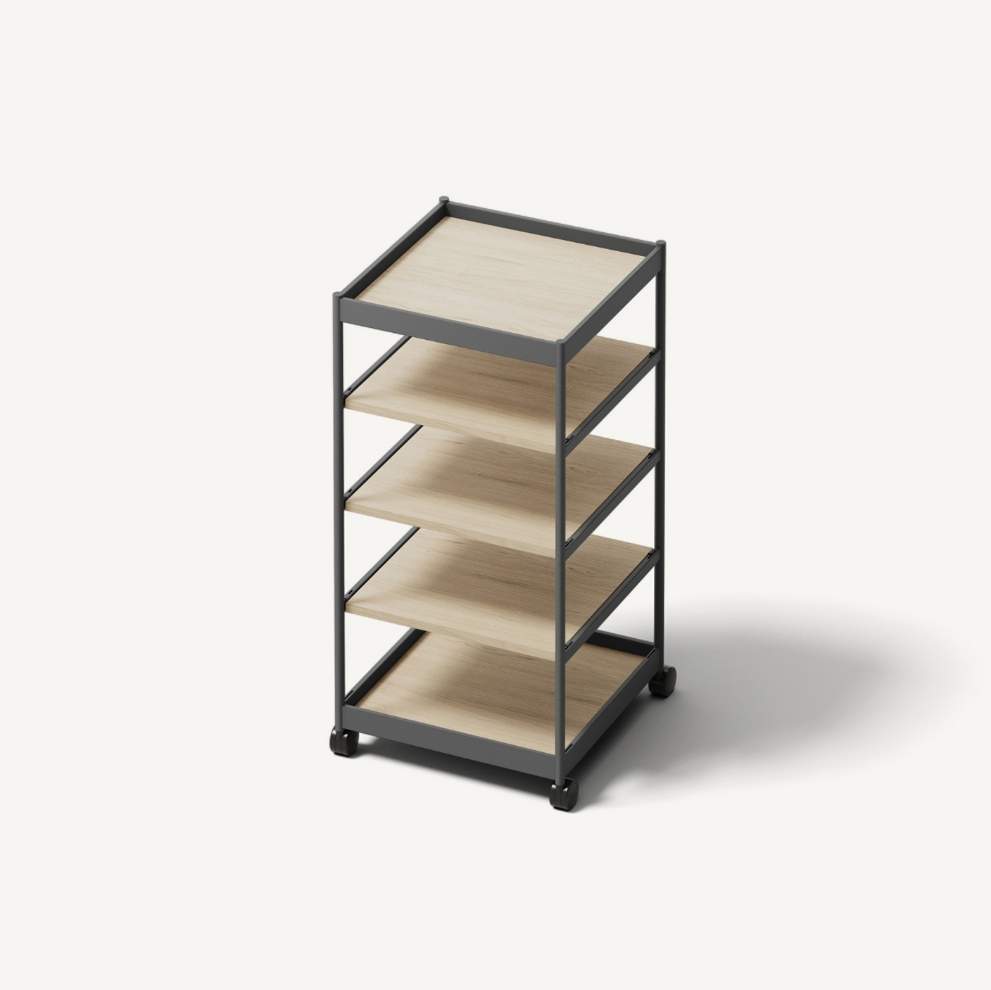 Beside Tall Frame, 5 Pcs Shelves Anthracite/Oak