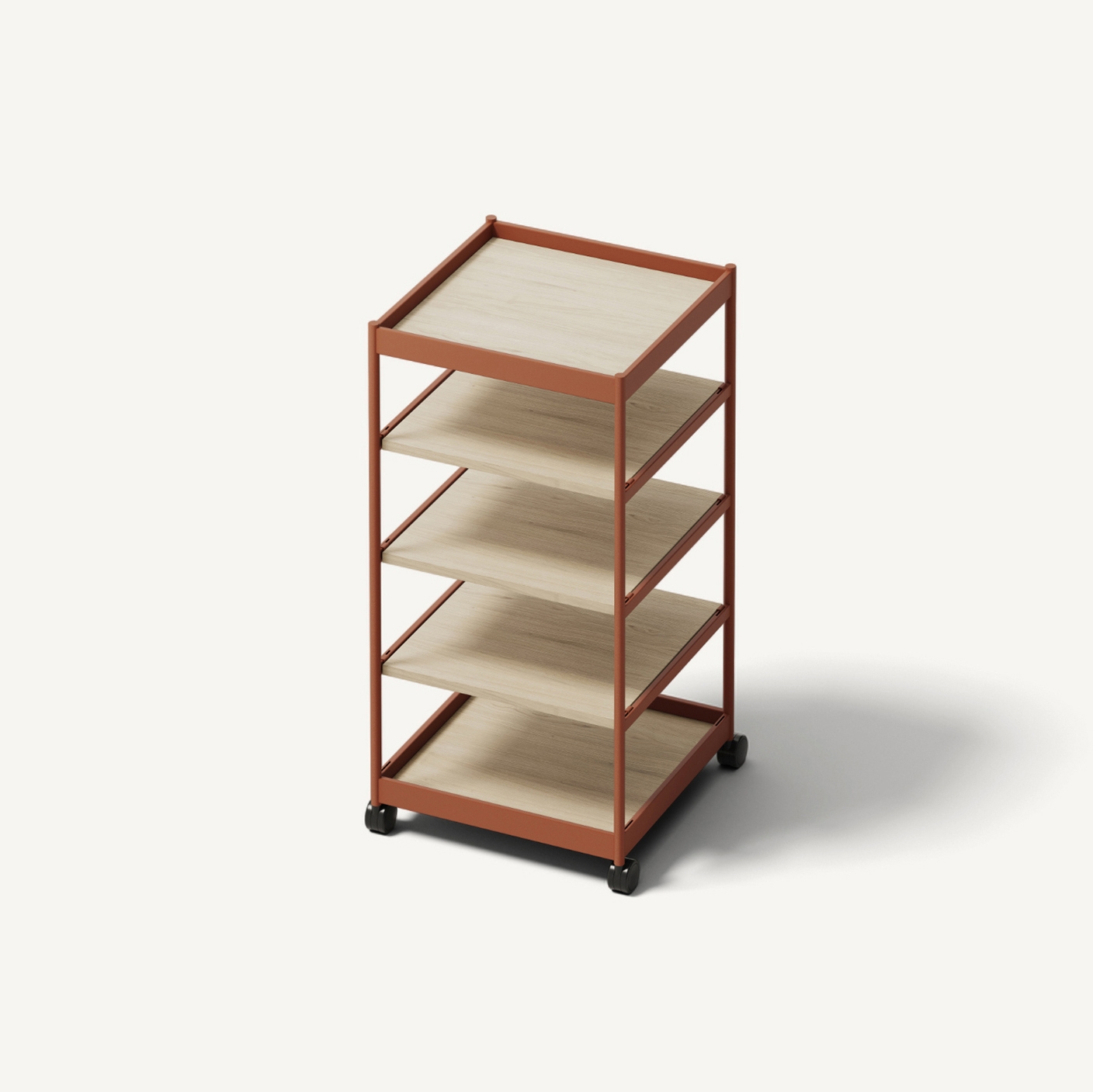 Beside Tall Frame, 5 Pcs Shelves Copper Brown/Oak