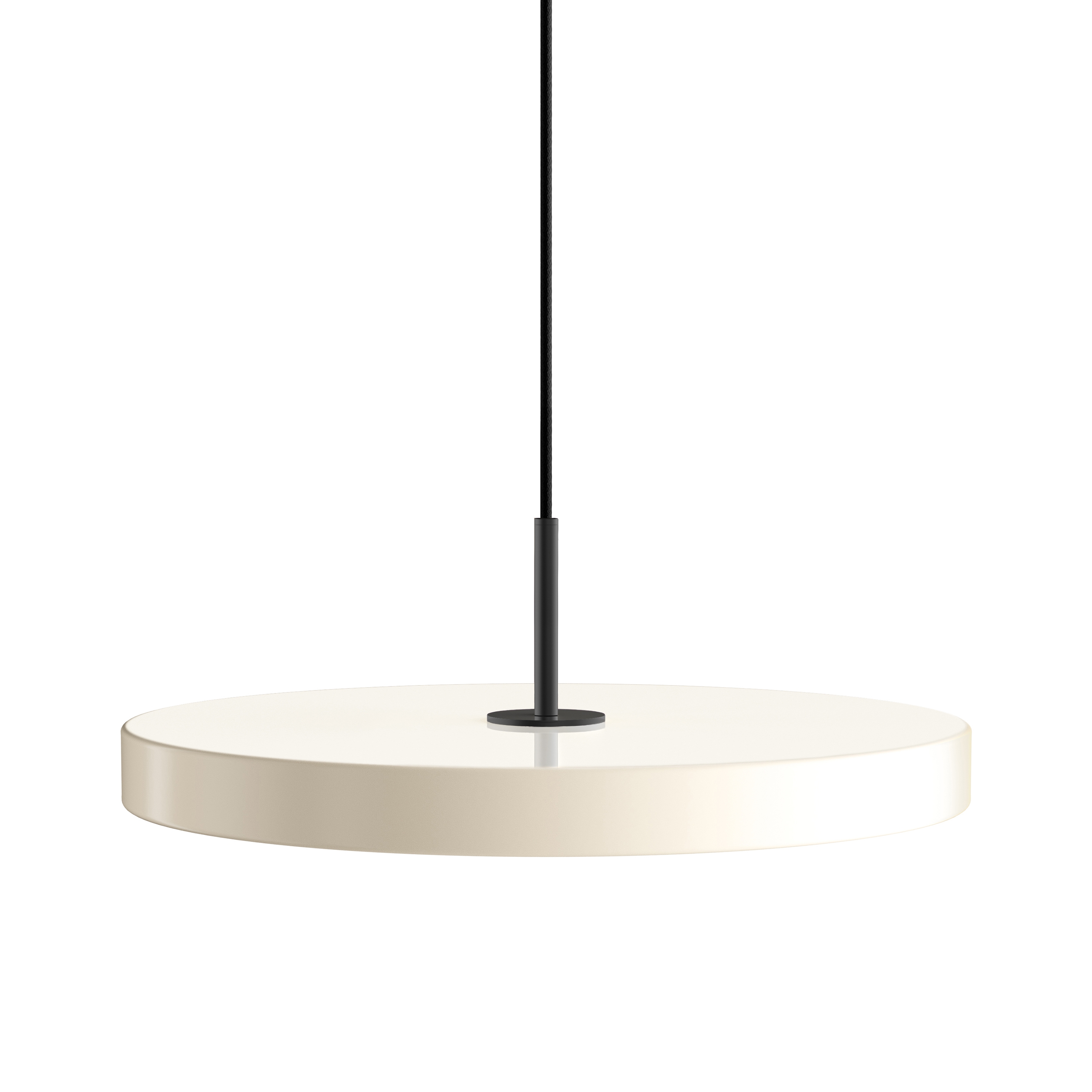 Display product Asteria Plus | pendant lamp, medium, pearl white, black from manufacturer UMAGE