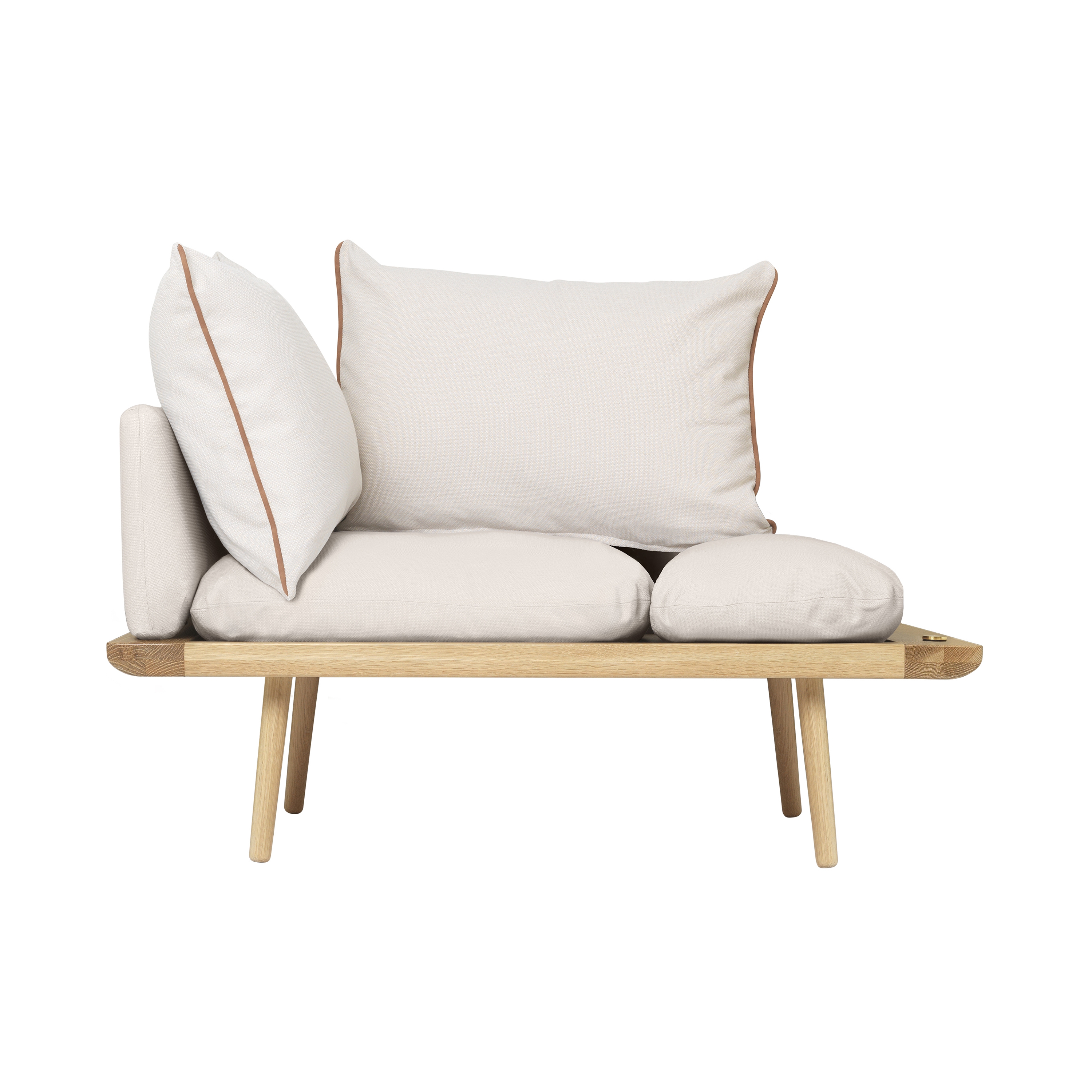 Lounge Around | 1.5-seater sofa, oak, white sands