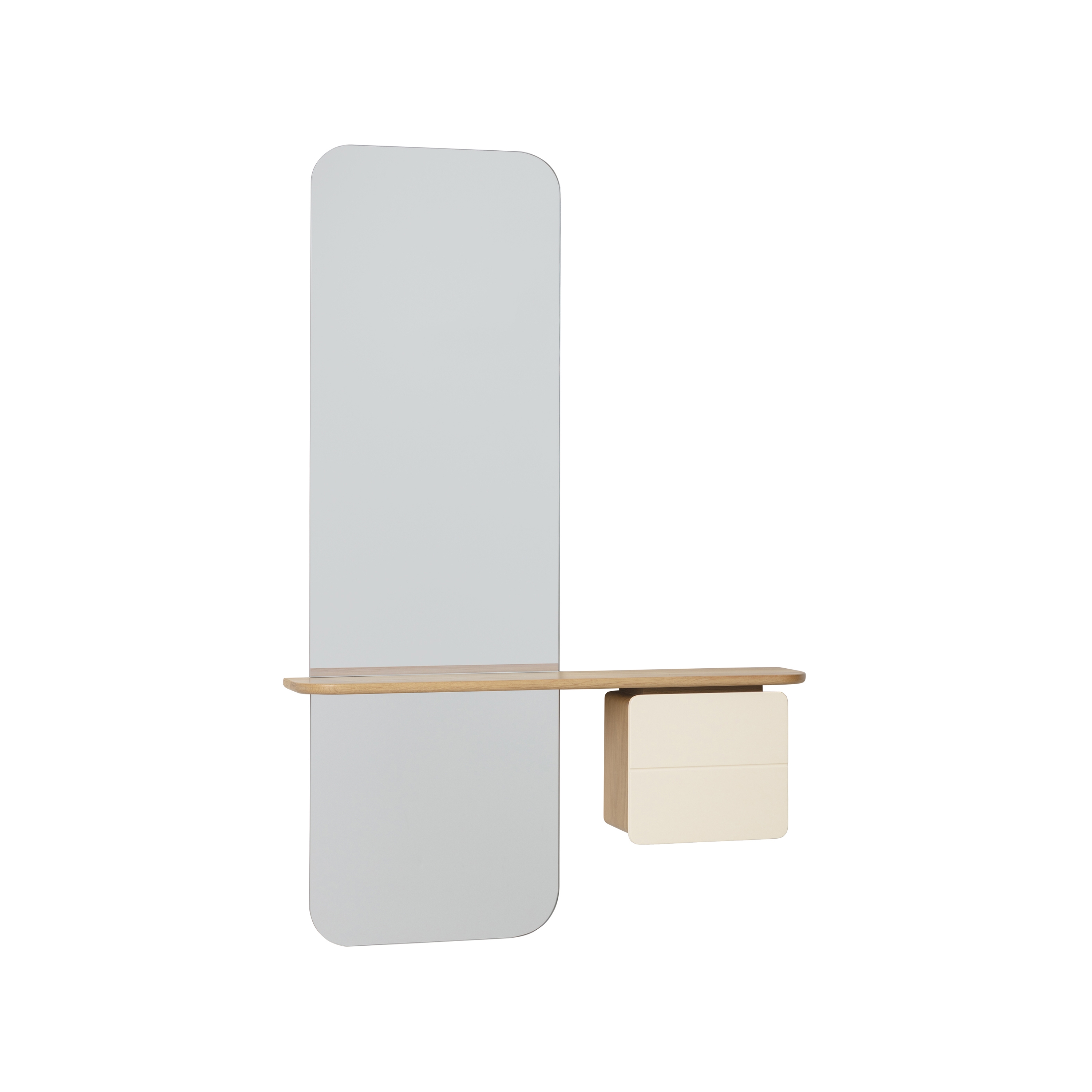 One More Look | mirror, oak, pearl white