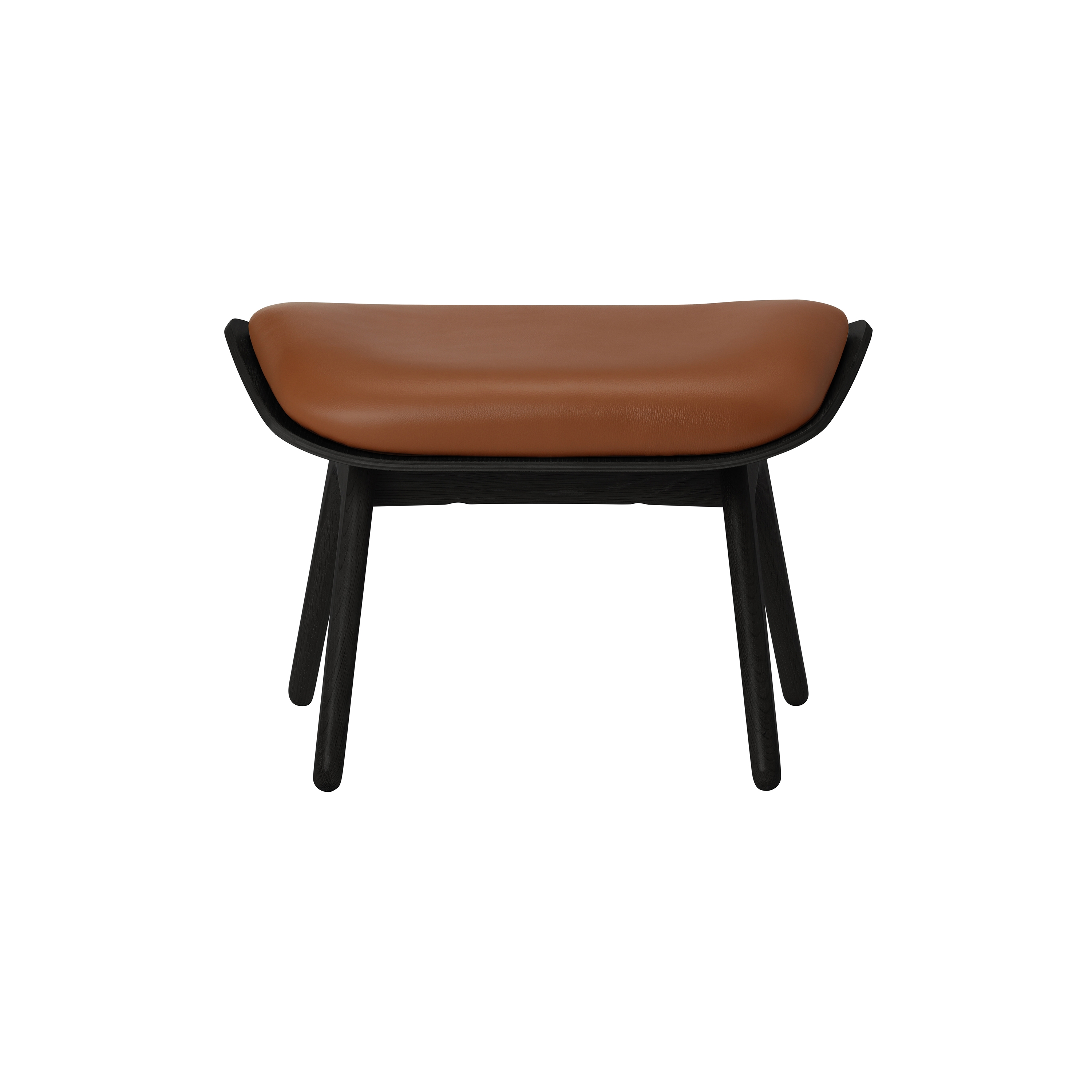 The Reader | ottoman, black oak hope leather, cognac