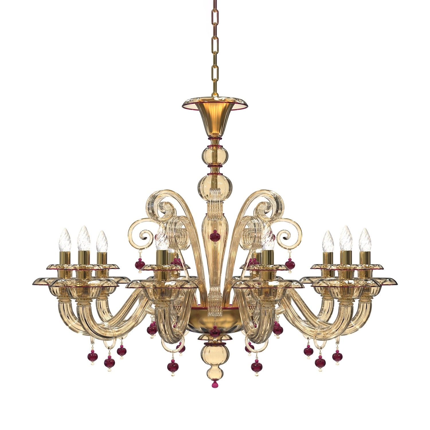 Display product VESPUCCI Murano Glass Chandelier from manufacturer Piumati