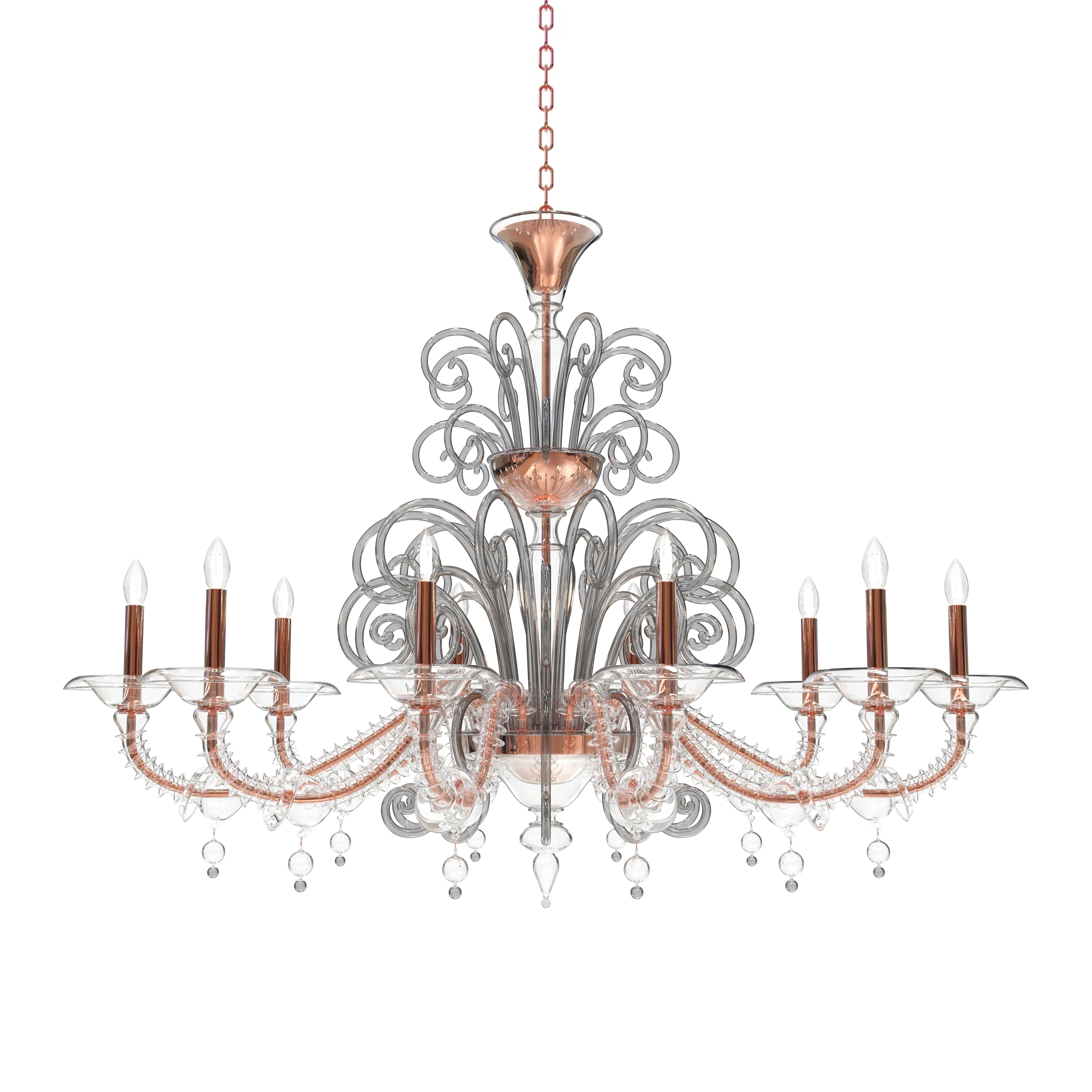 LOREDAN Lustre ovale en verre de Murano