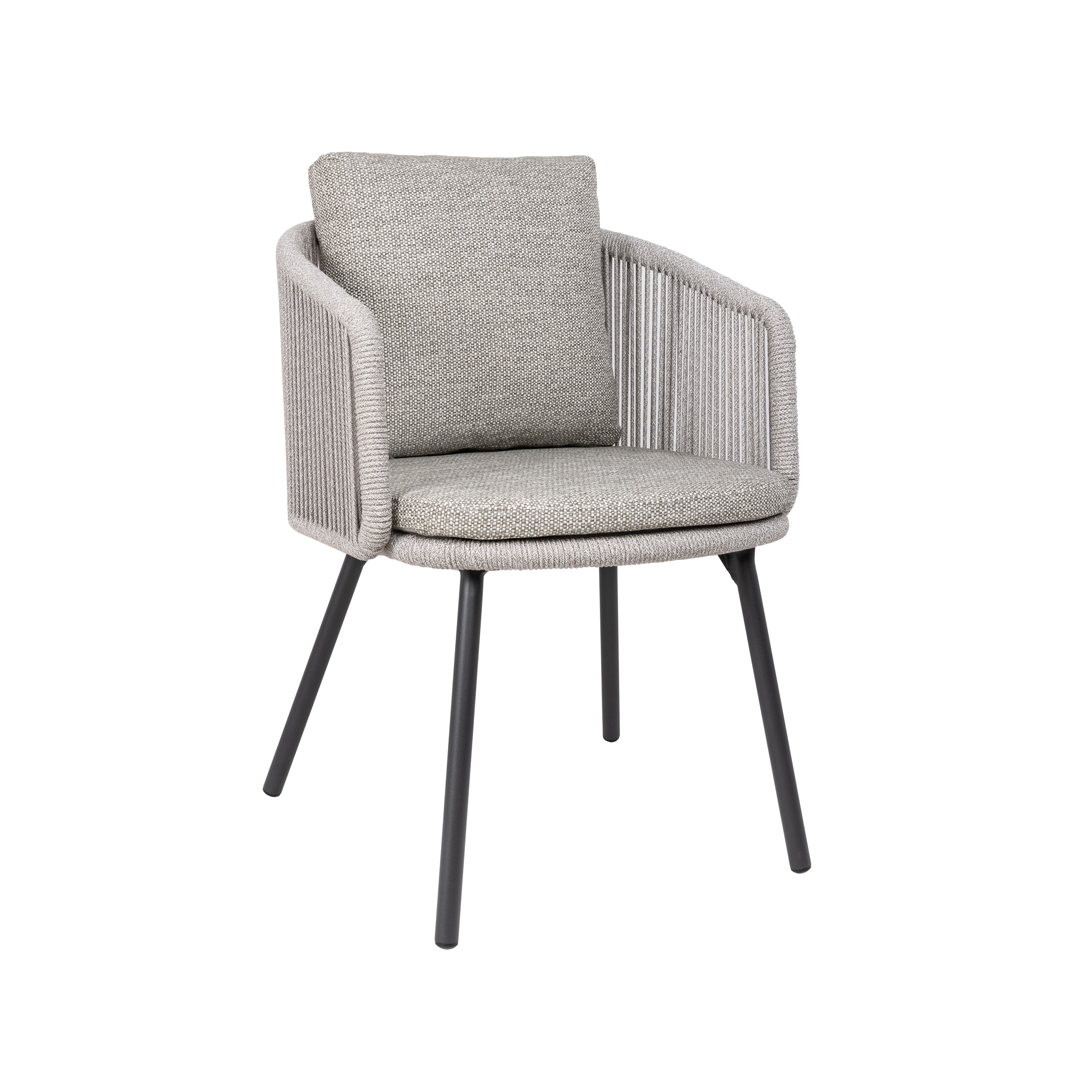 Porto Dining Armchair, Charcoal - Sand Rope