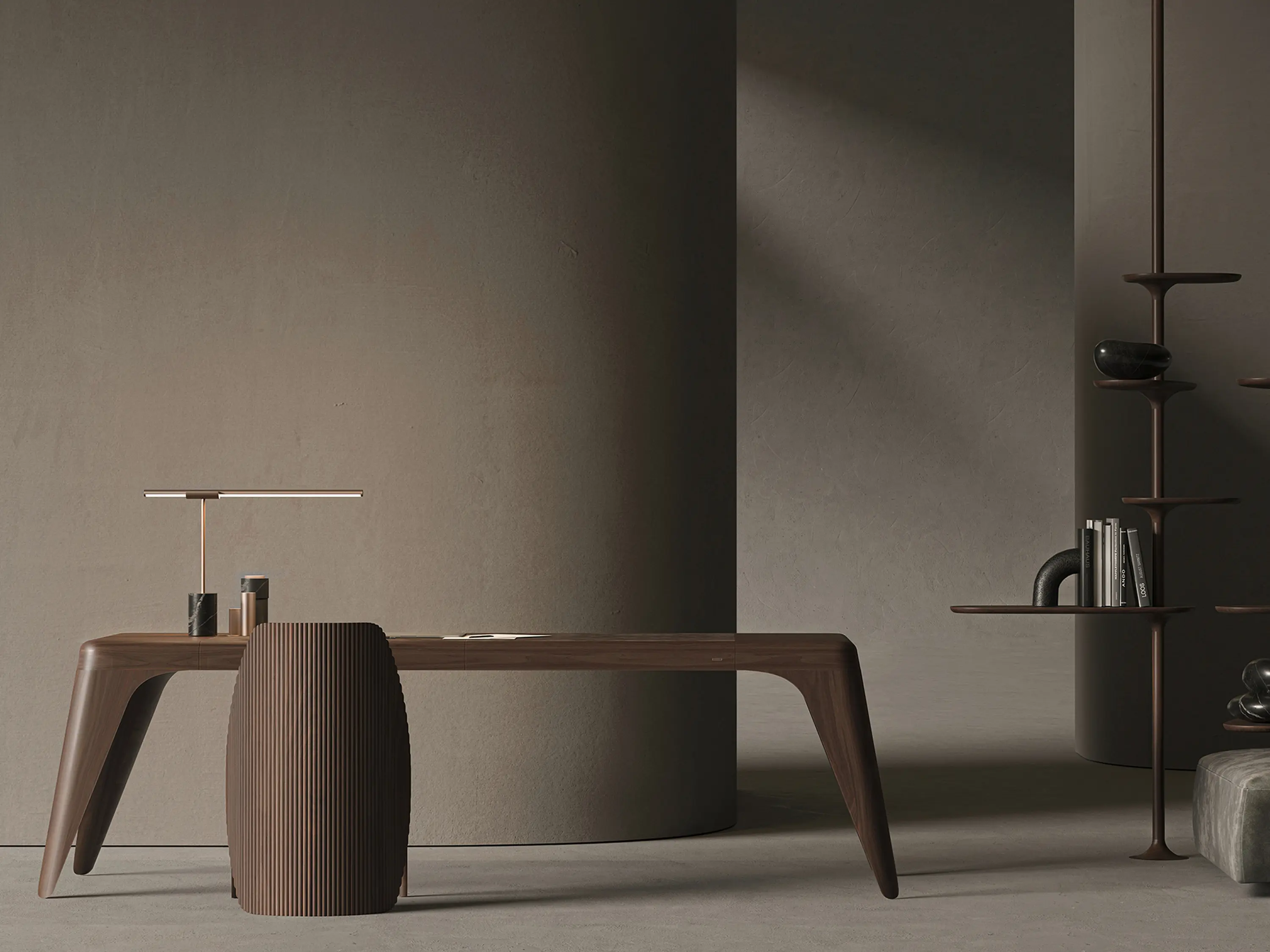 Mozea - BOOMERANG | Rectangular solid wood writing desk with drawer