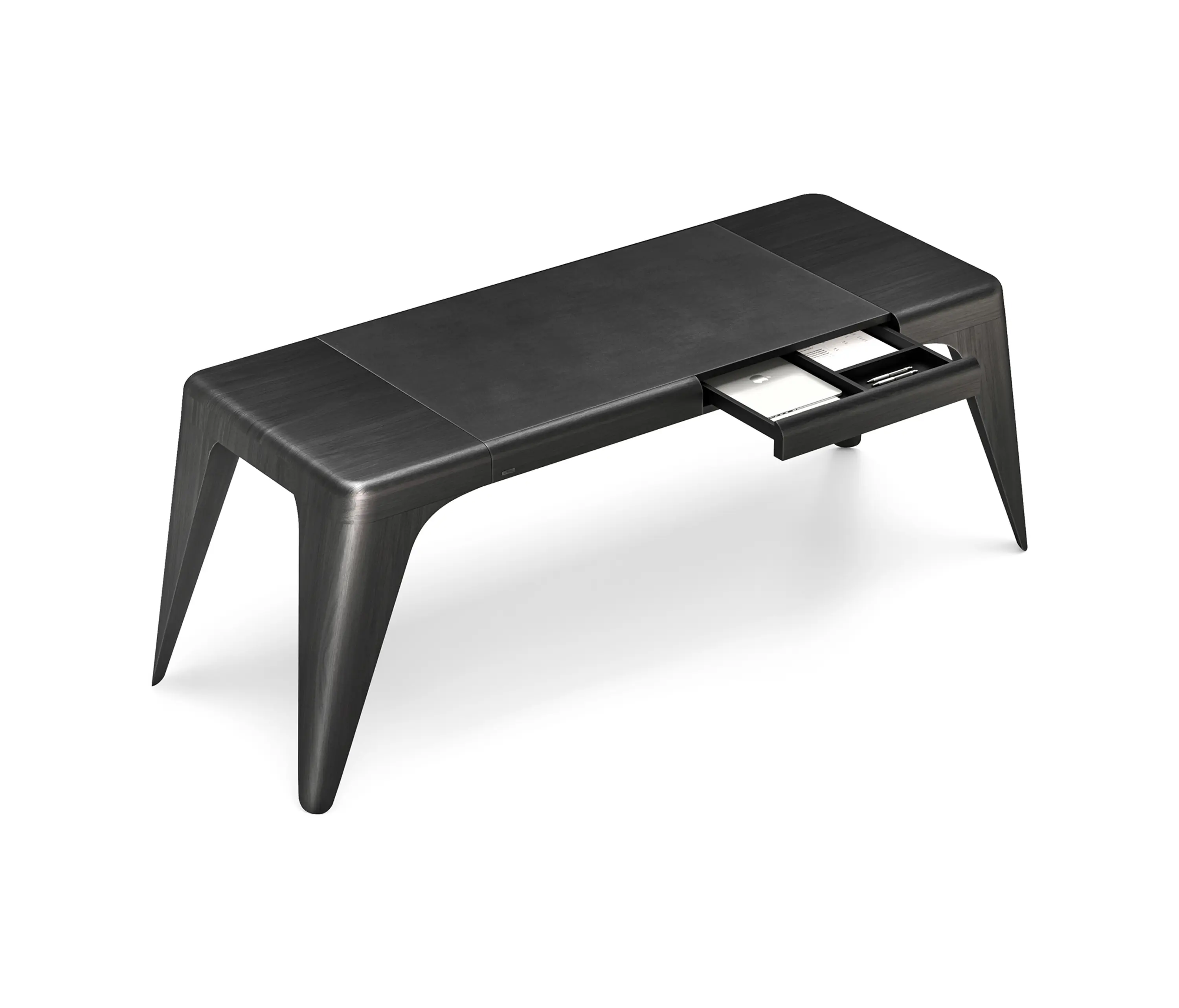 Mozea - BOOMERANG | Rectangular solid wood writing desk with drawer