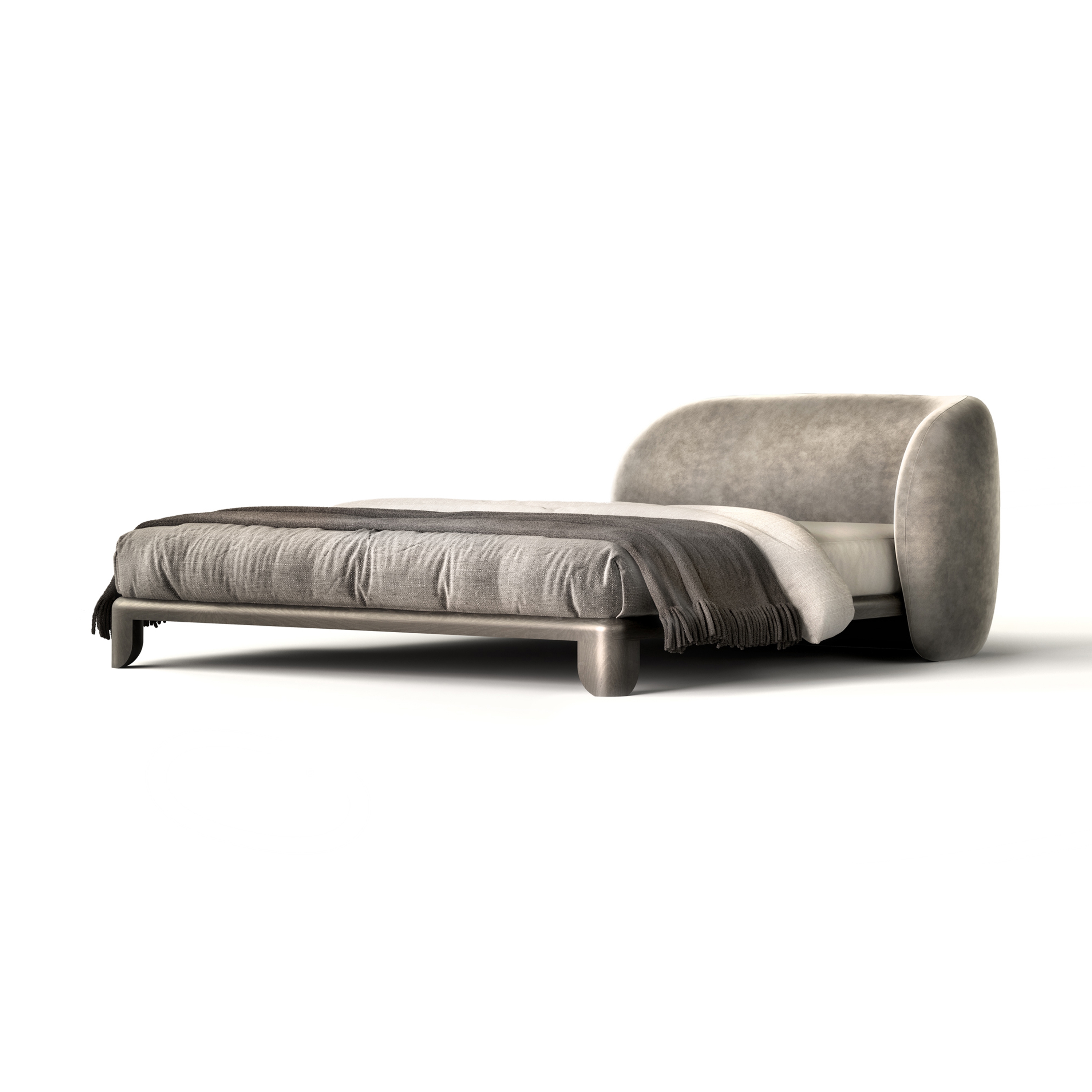 Display product QUARTAM | Leather double bed with upholstered headboard from manufacturer Mozea
