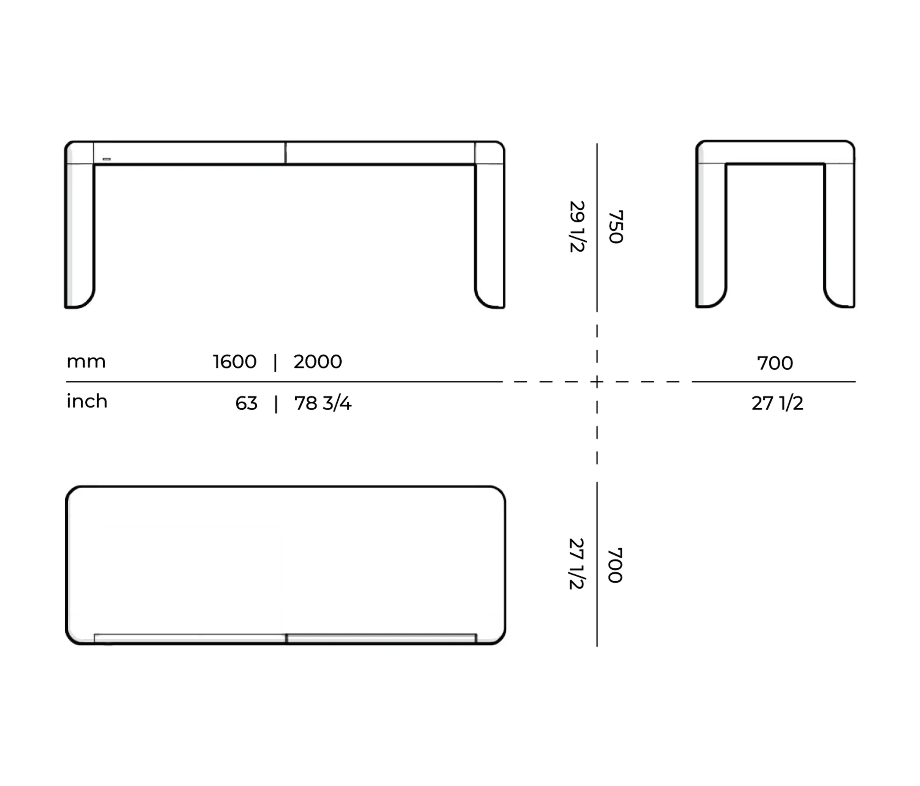 Mozea - QUARTAM | Rectangular wooden writing desk with drawers