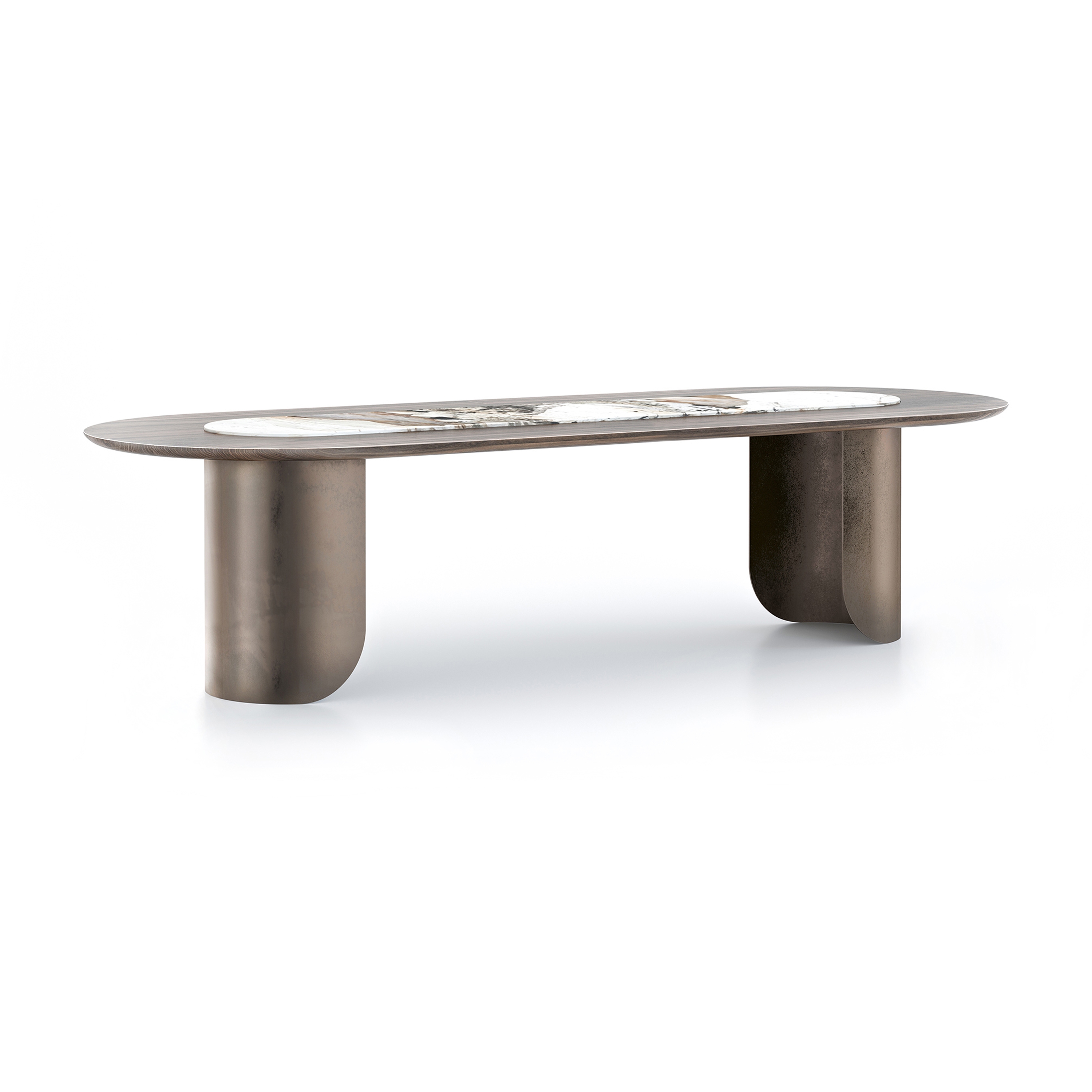 Display product STADIO | Oval steel and wood dining table from manufacturer Mozea