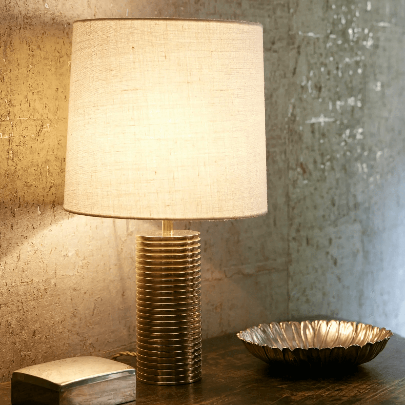 Display product Brass Cylindrical ridge lamp from manufacturer LVL - USA