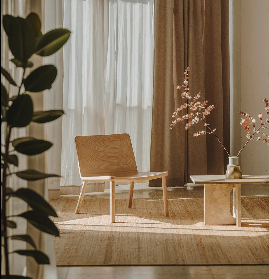 MOR Design - ALLAY chair - Minimalist Modern Lounge Chair in Natural Walnut