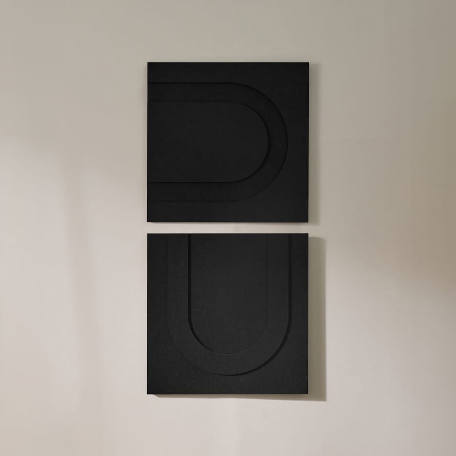 Geometric Tile - Night Black | Set of 2