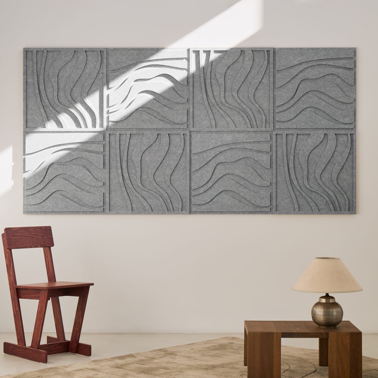 Wave Tile - Cloudy Grey | Set of 8