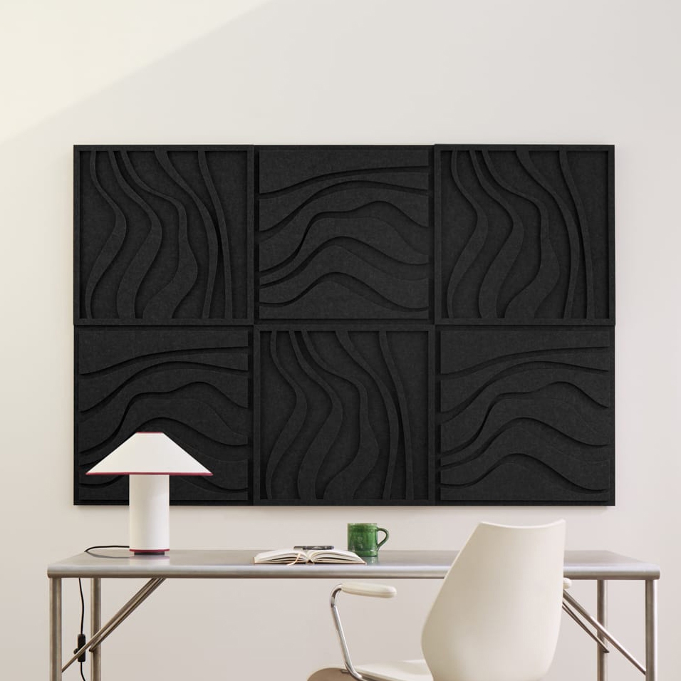 Wave Tile - Night Black | Set of 6