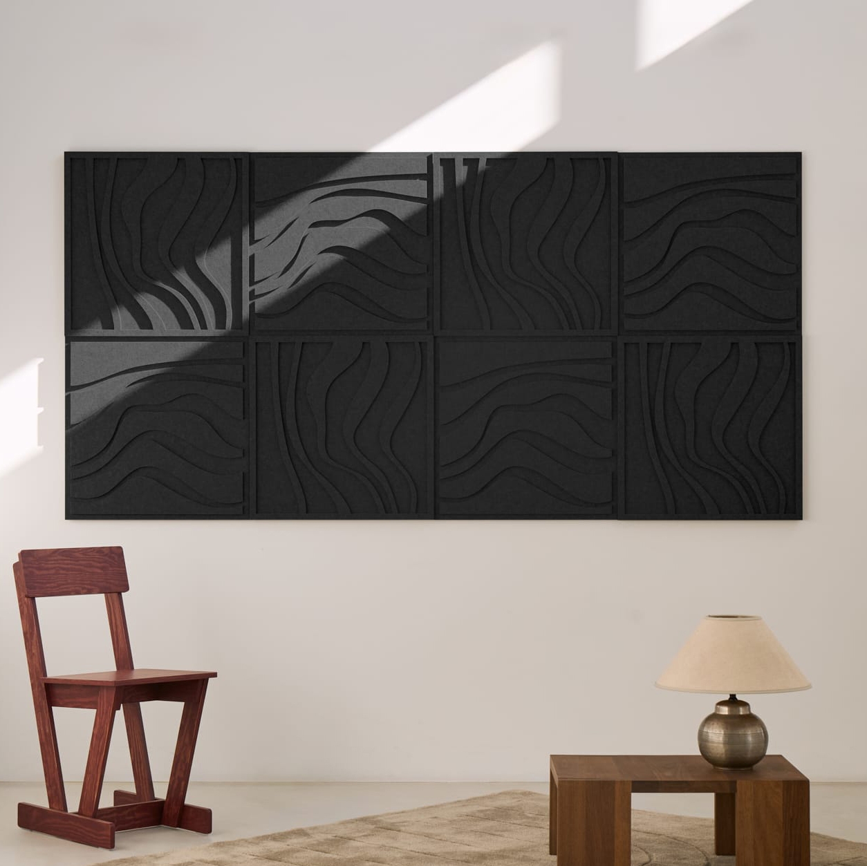 Wave Tile - Night Black | Set of 8