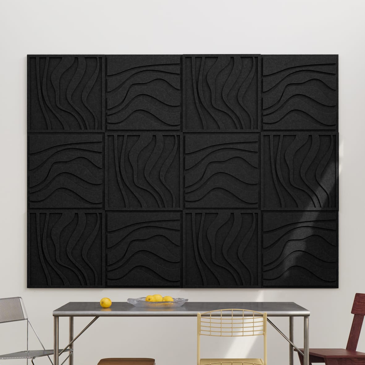 Wave Tile - Night Black | Set of 12