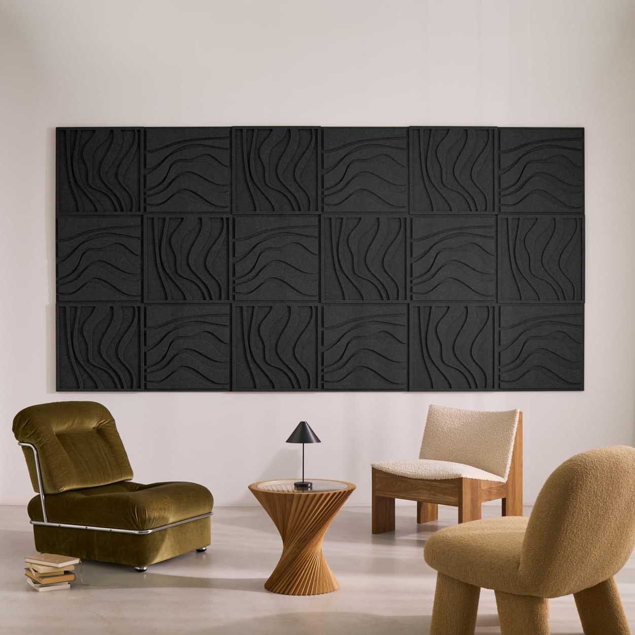 Wave Tile - Night Black | Set of 18