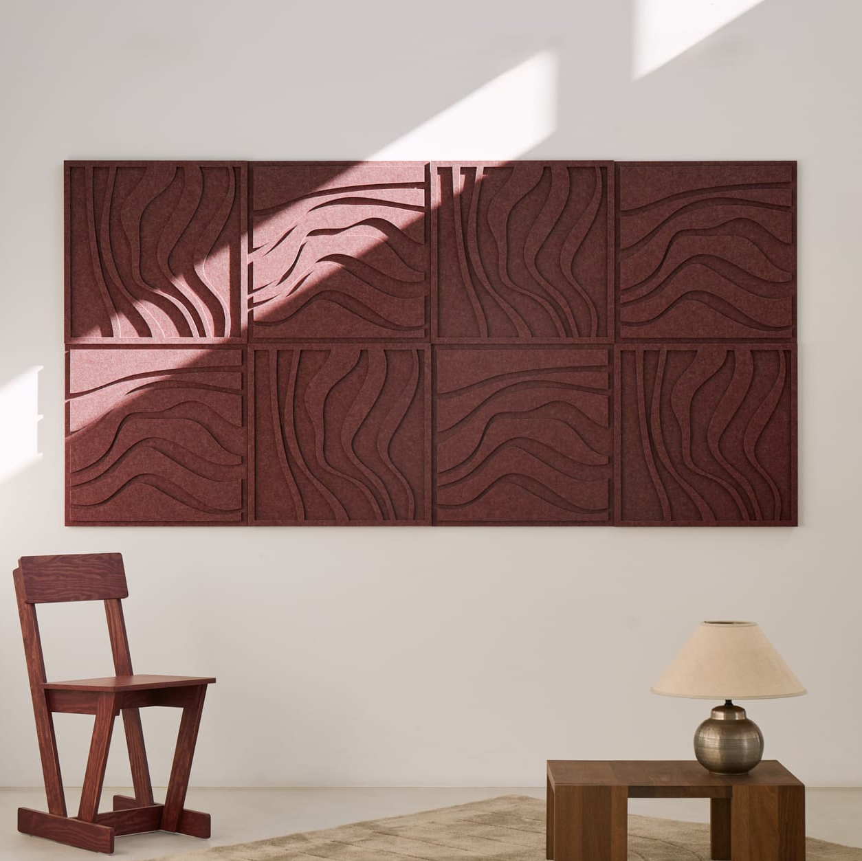 Wave Tile - Reddish Brown | Set of 8